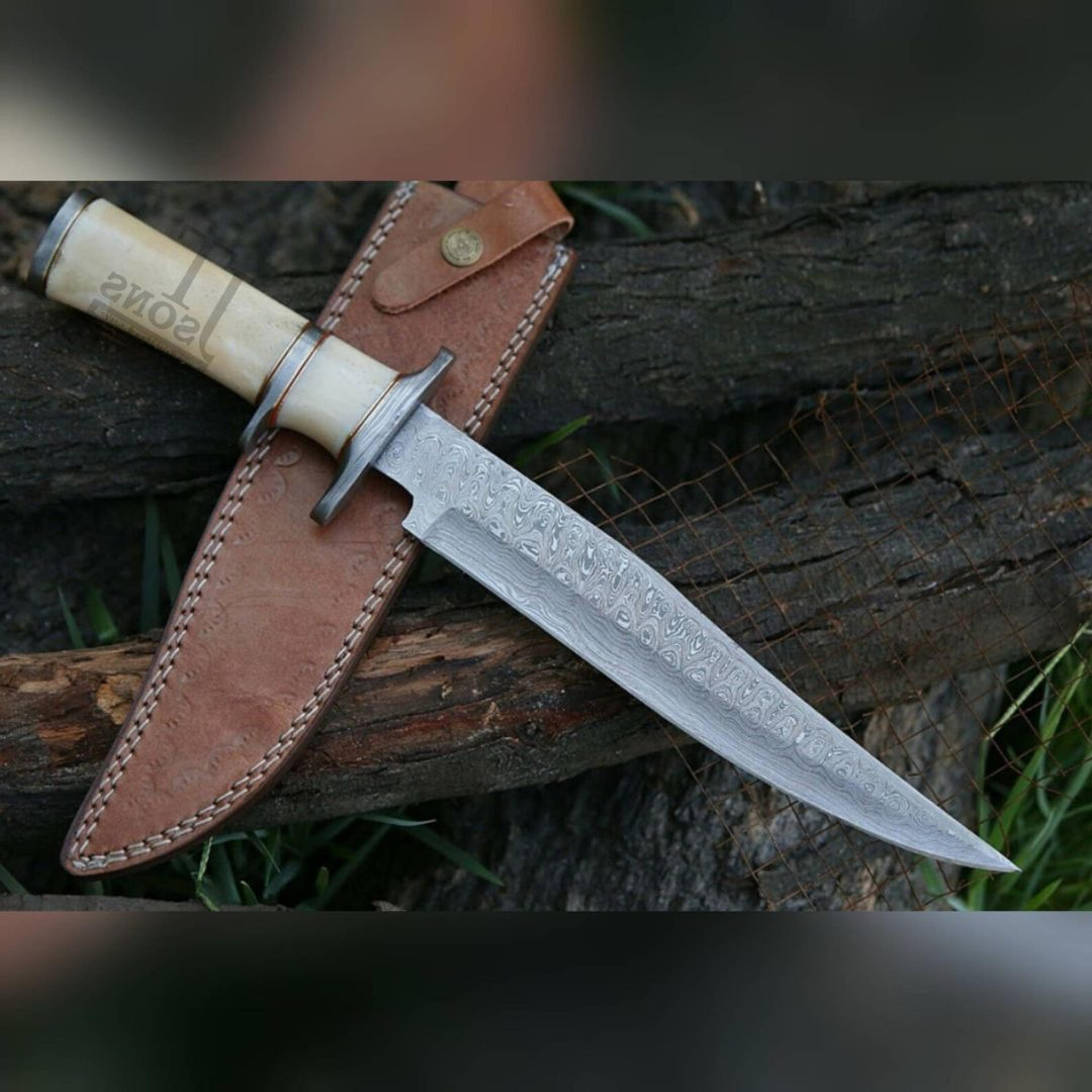 damascus steel bowie knife custom made knife survival & outdoor bowie camping