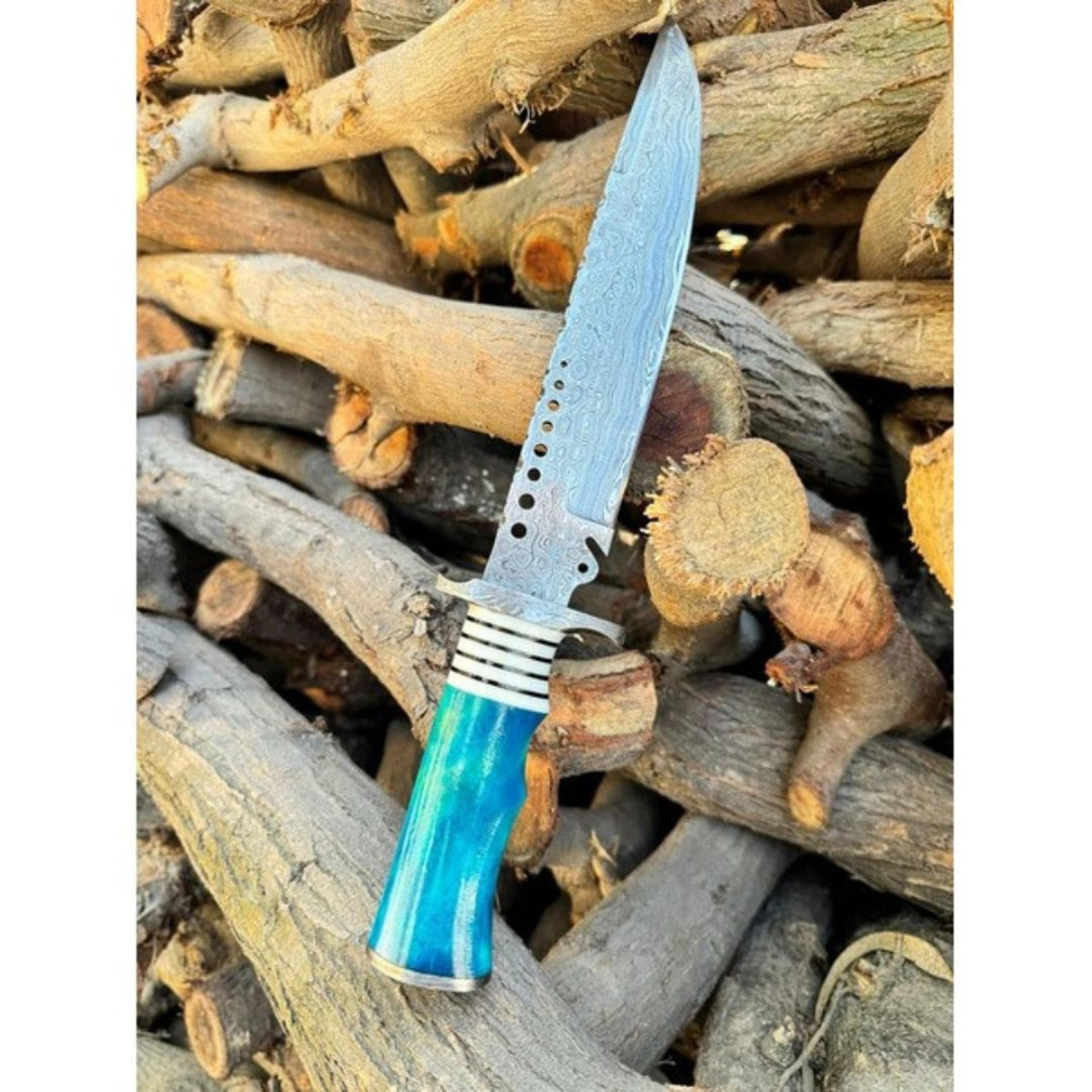 custom leather knife d2 steel hunting knife survival and outdoor bowie handmade