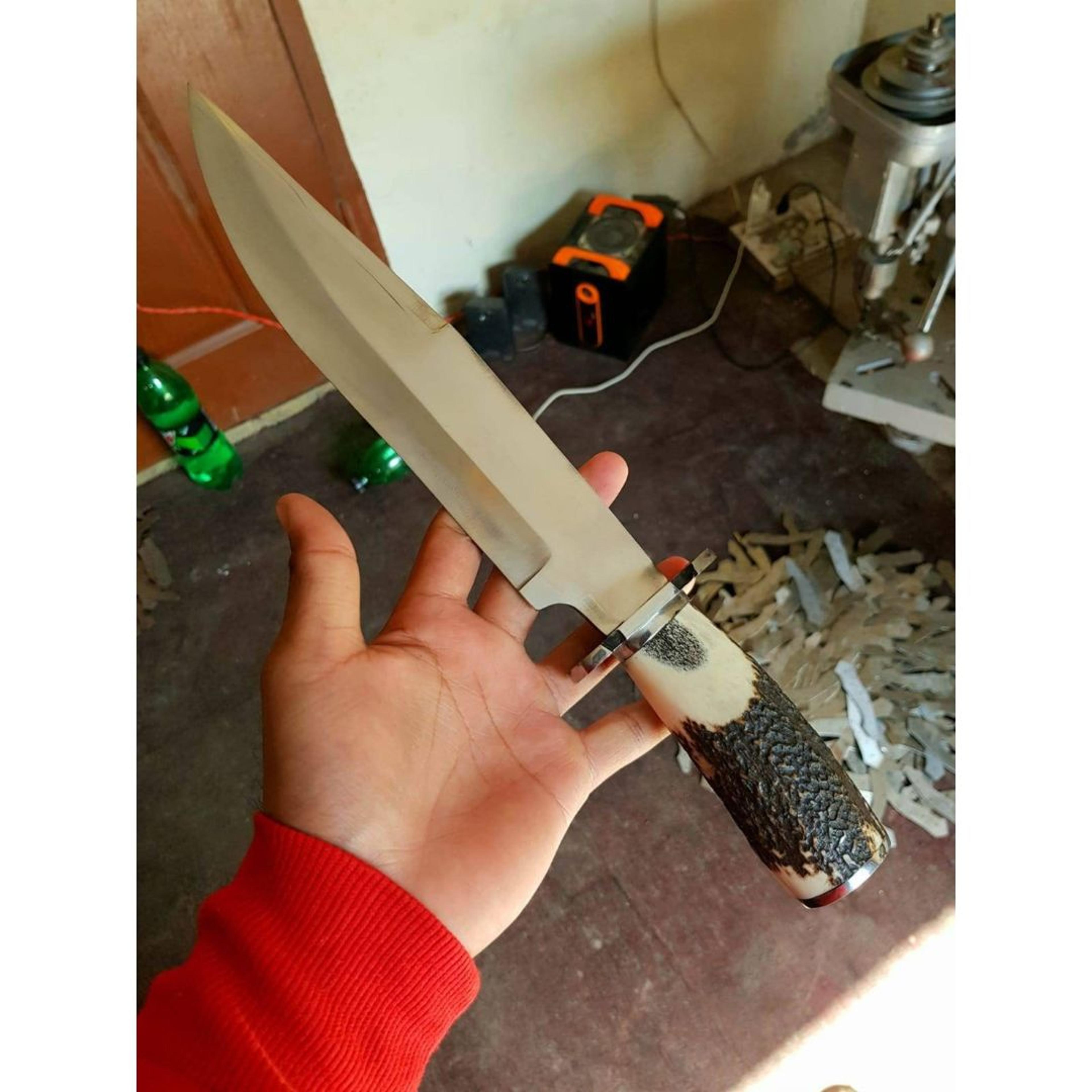 stag antler bowie knife custom handmade bowie for camping and hunting survival