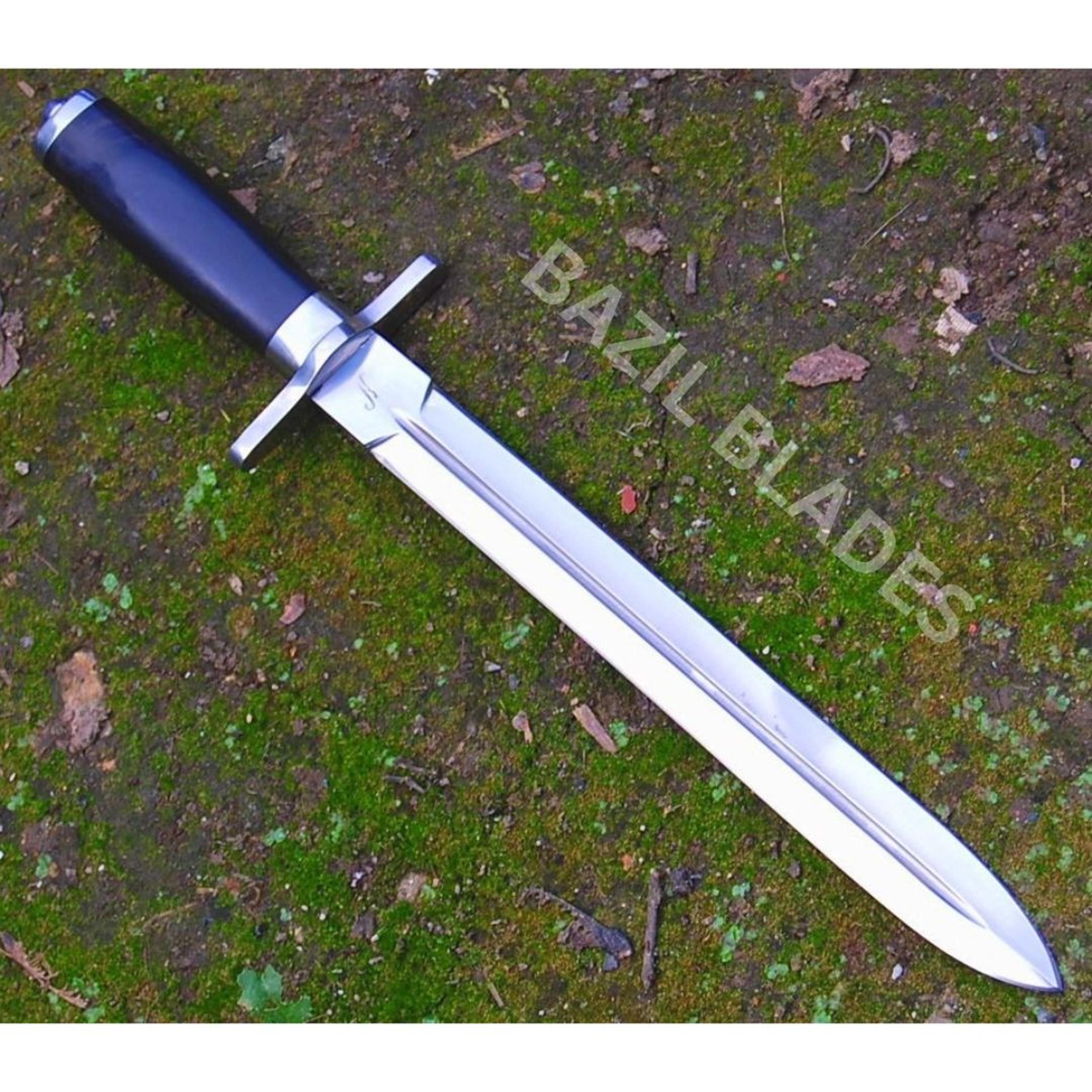 16" inch short custom sword d2 steel handmade double edged sword survival hunt