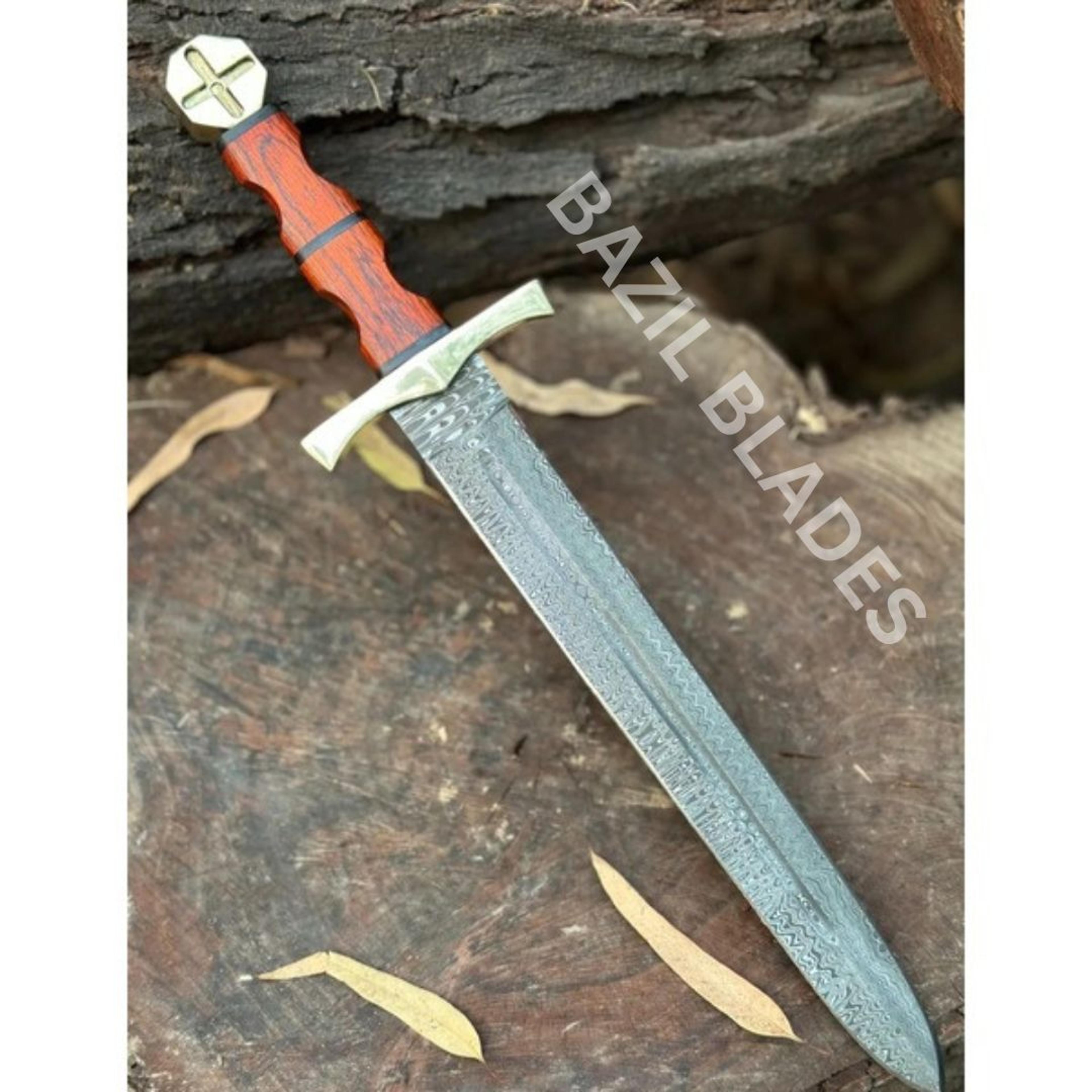 single hand sword custom short sword damascus steel forged steel viking sword