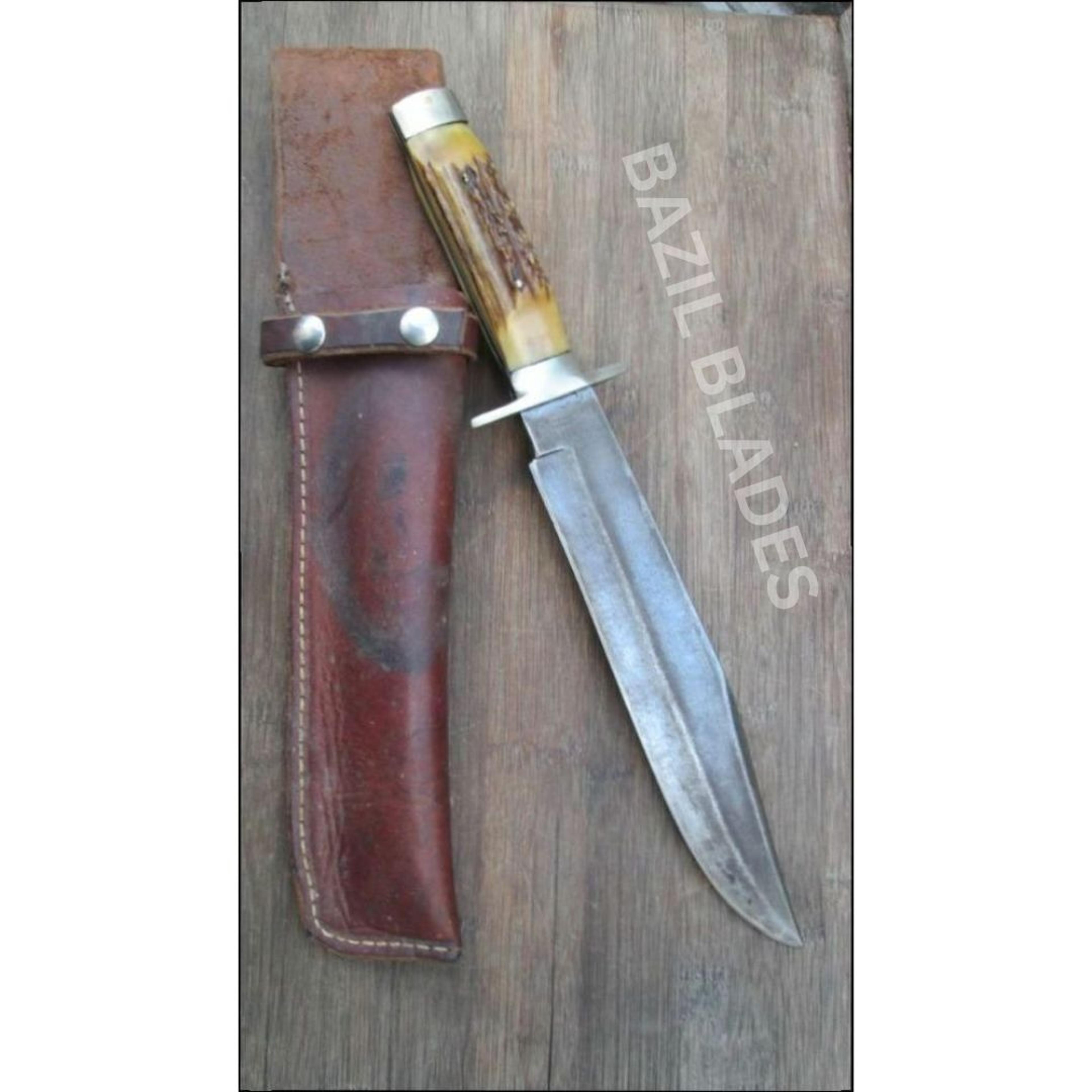 stag handle bowie knife carbon steel full tang bowie knife outdoor camping knife