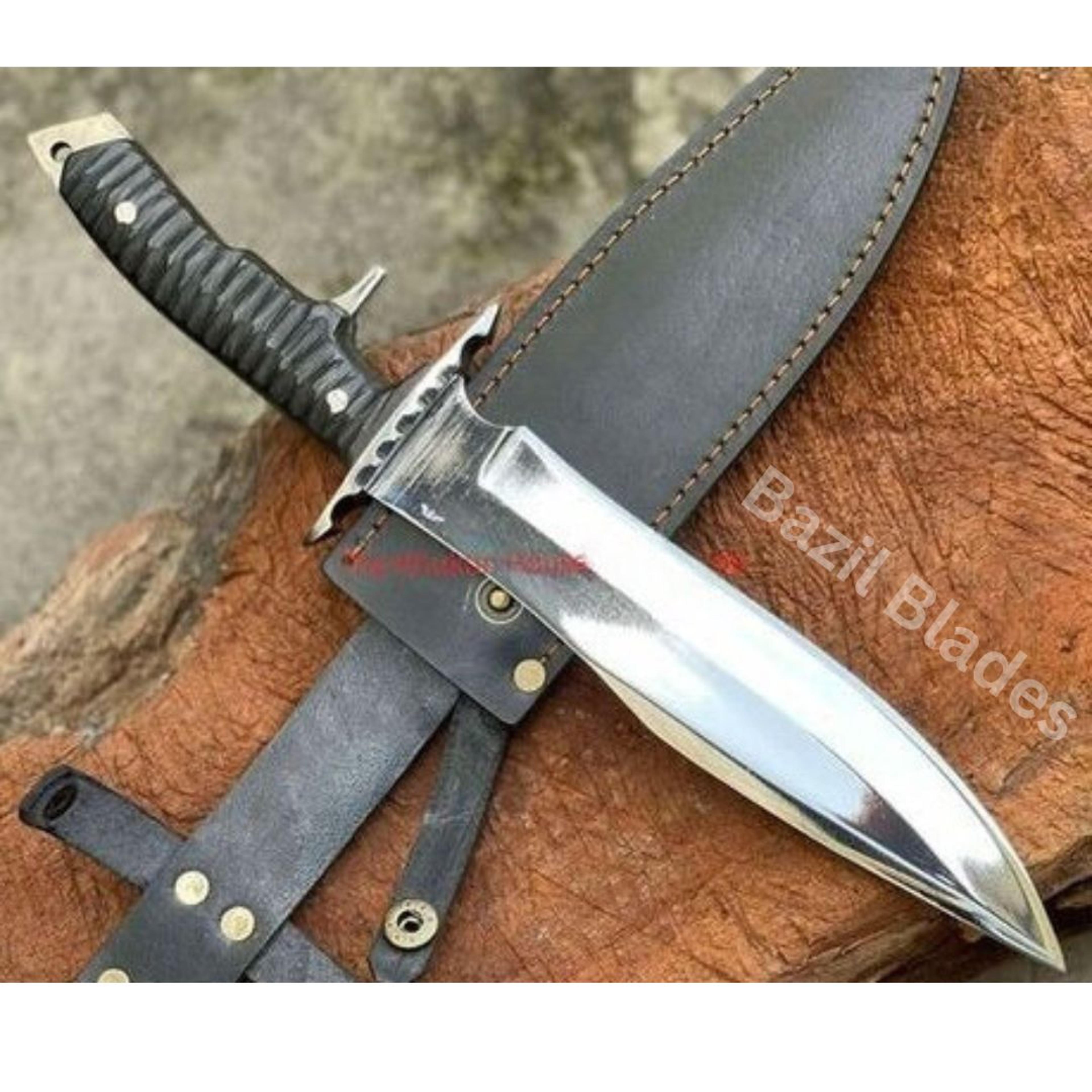full tang rambo custom knife d2 steel hunting survival bowie knife outdoor camp