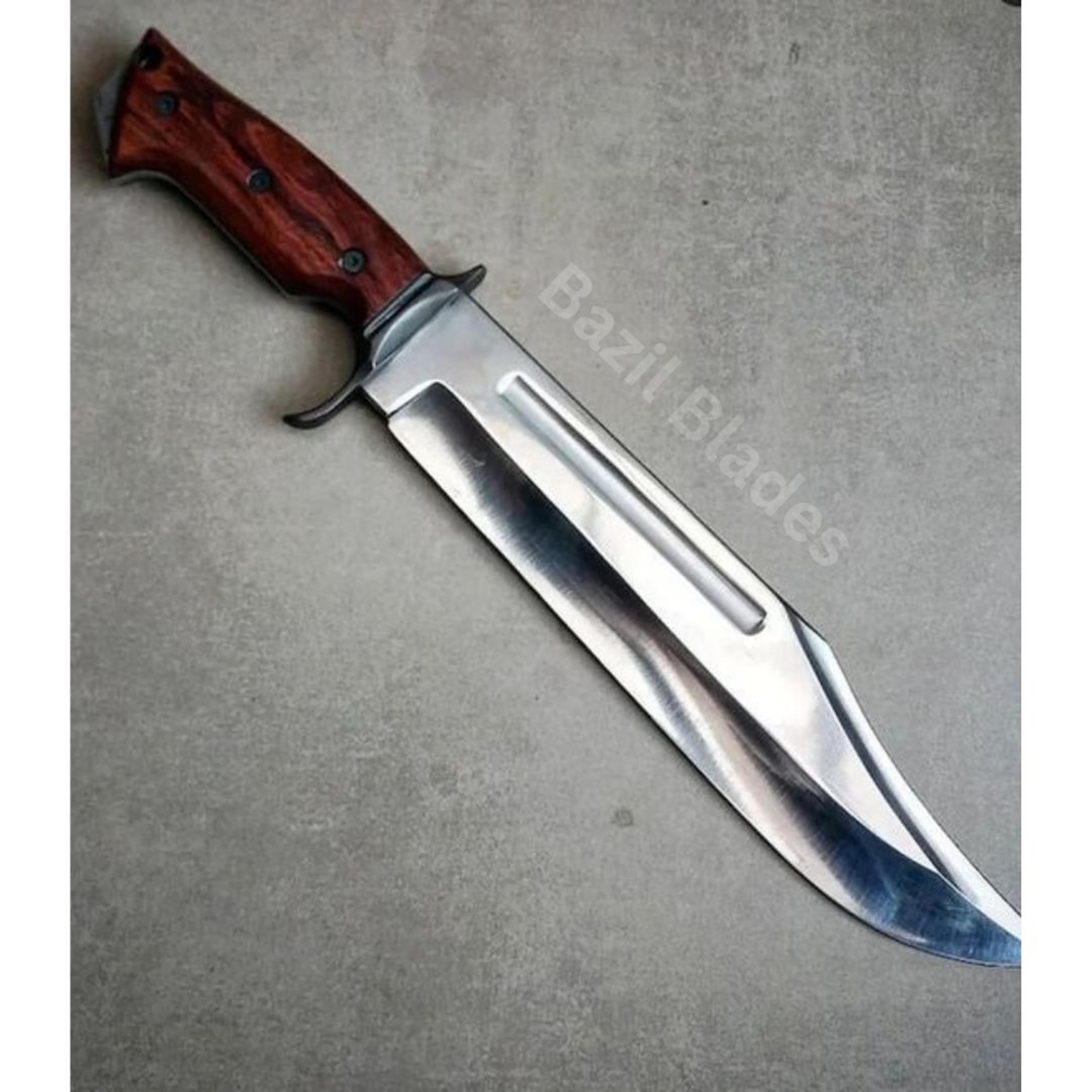 wrist thong hole full tang custom bowie knife d2 steel hunting knife survival
