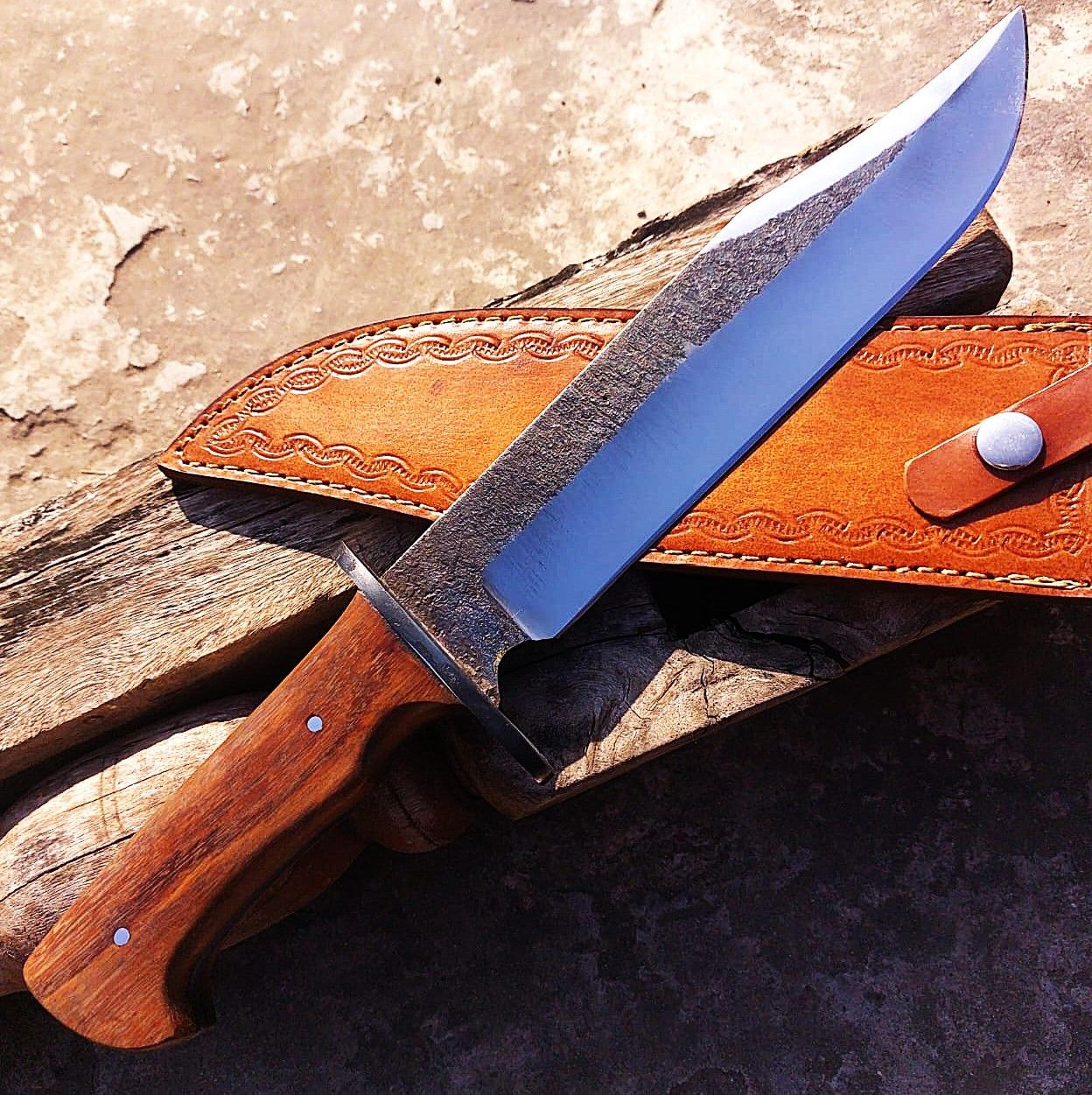 custom handmade bowie knife carbon steel full tang hunting knife wood handle