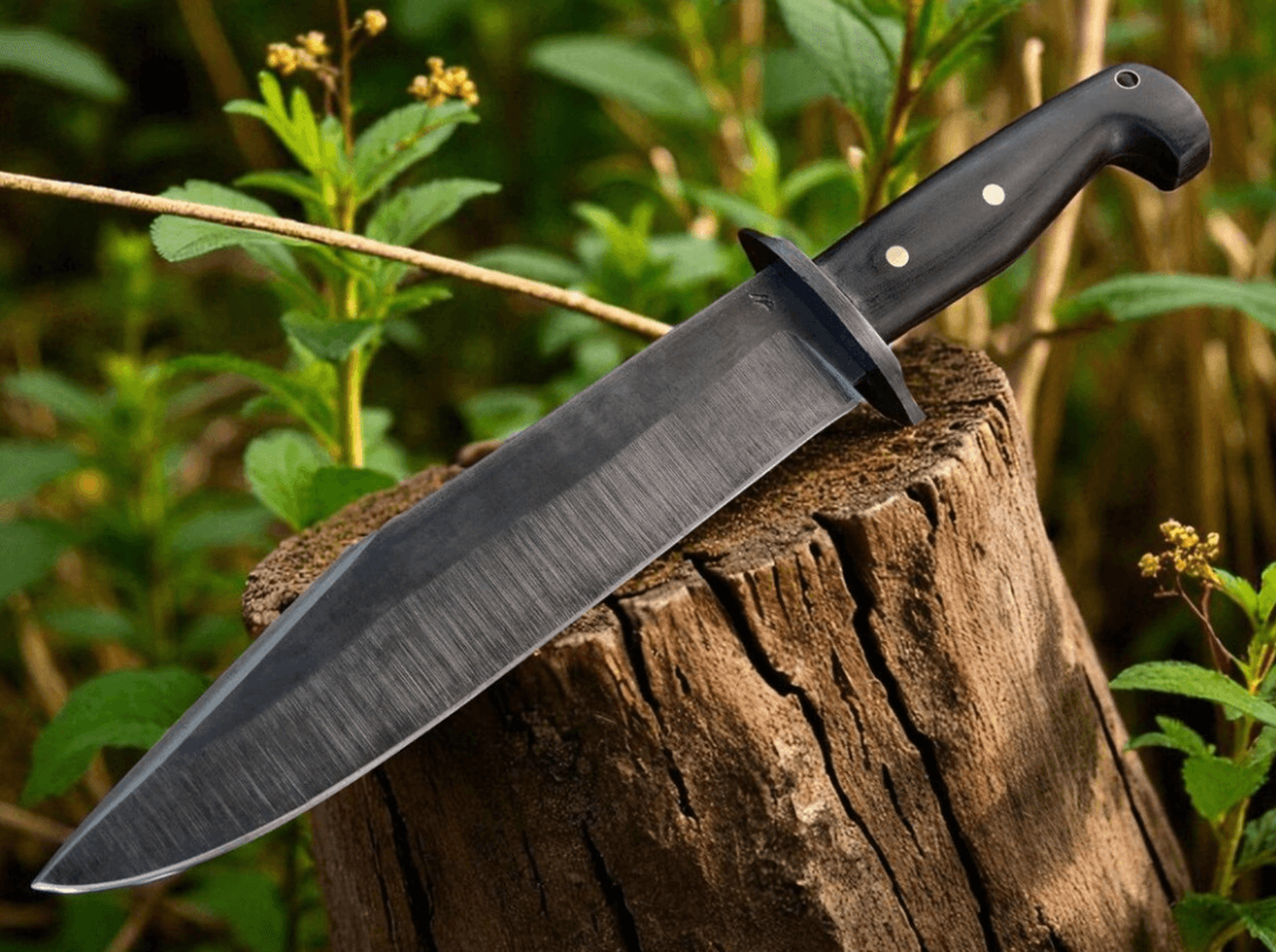 tercio raider 15 inch full tang bowie knife. leather sheath, micarta grips | hunter gift | outdoor knife | husband knife