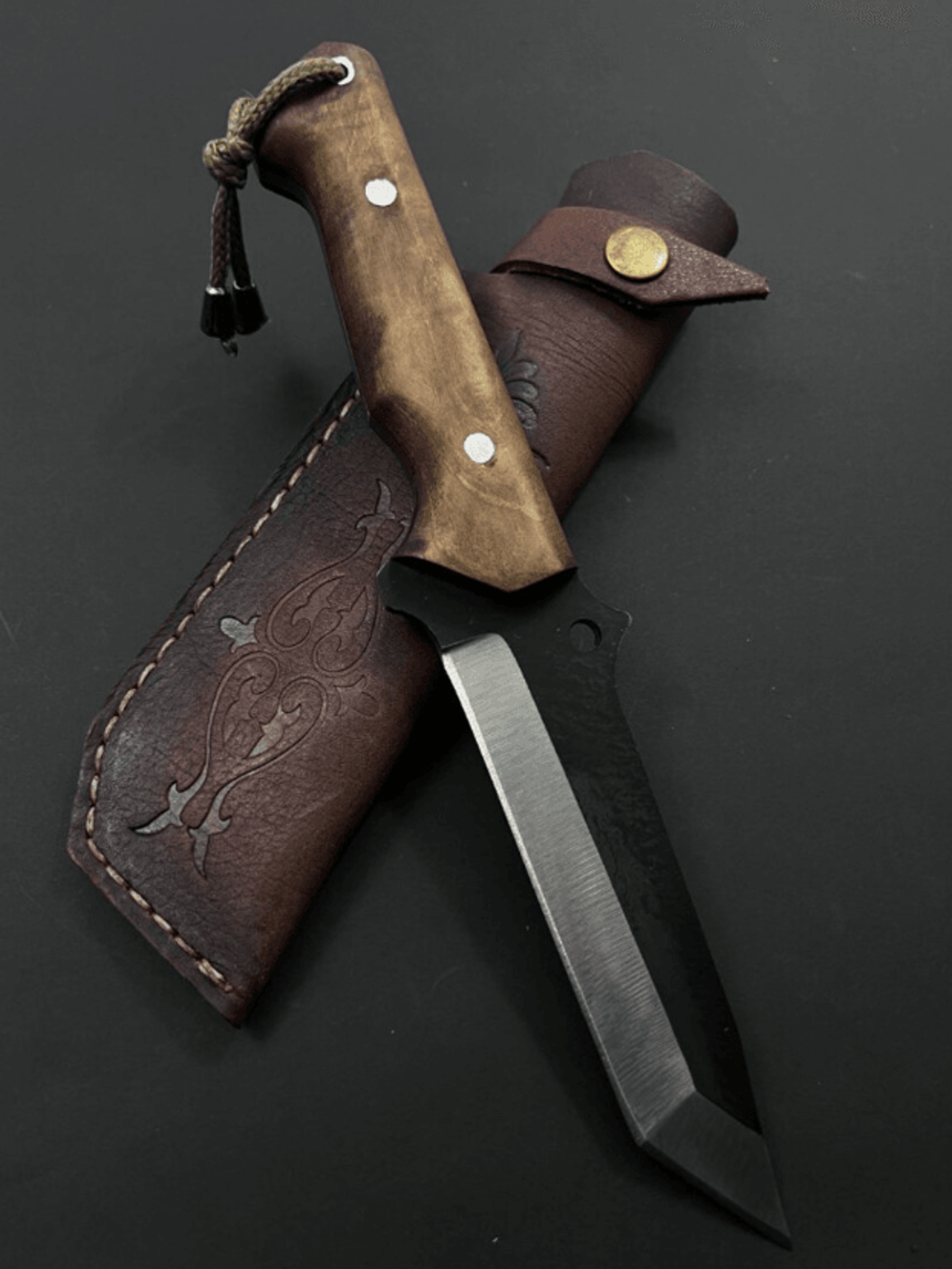 handmade full tang gut hook hunting knife 9.8 4034 steel custom engraved outdoor knife
