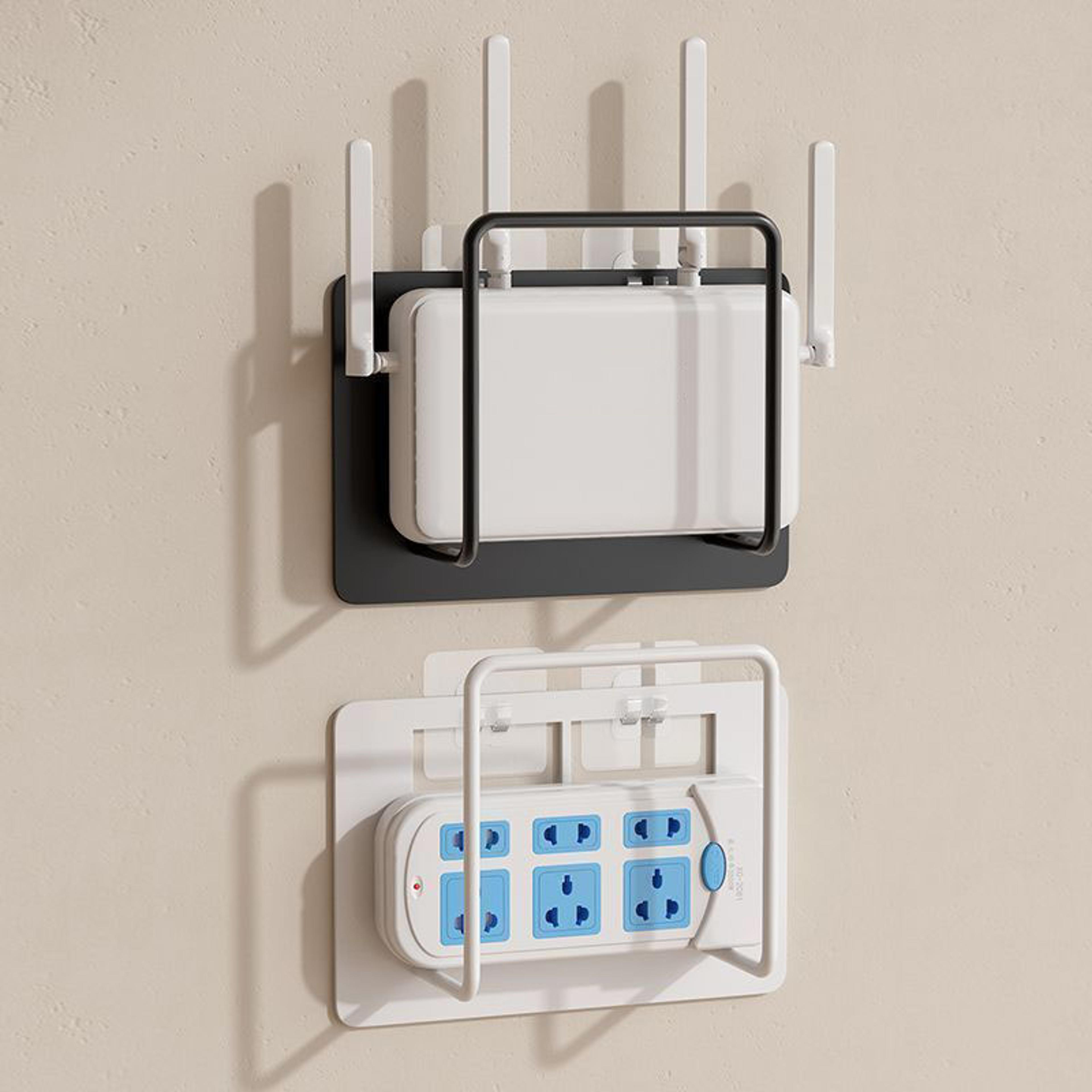 wall mount router rack, wi-fi storage box with cable management, no drilling stand bracket for home