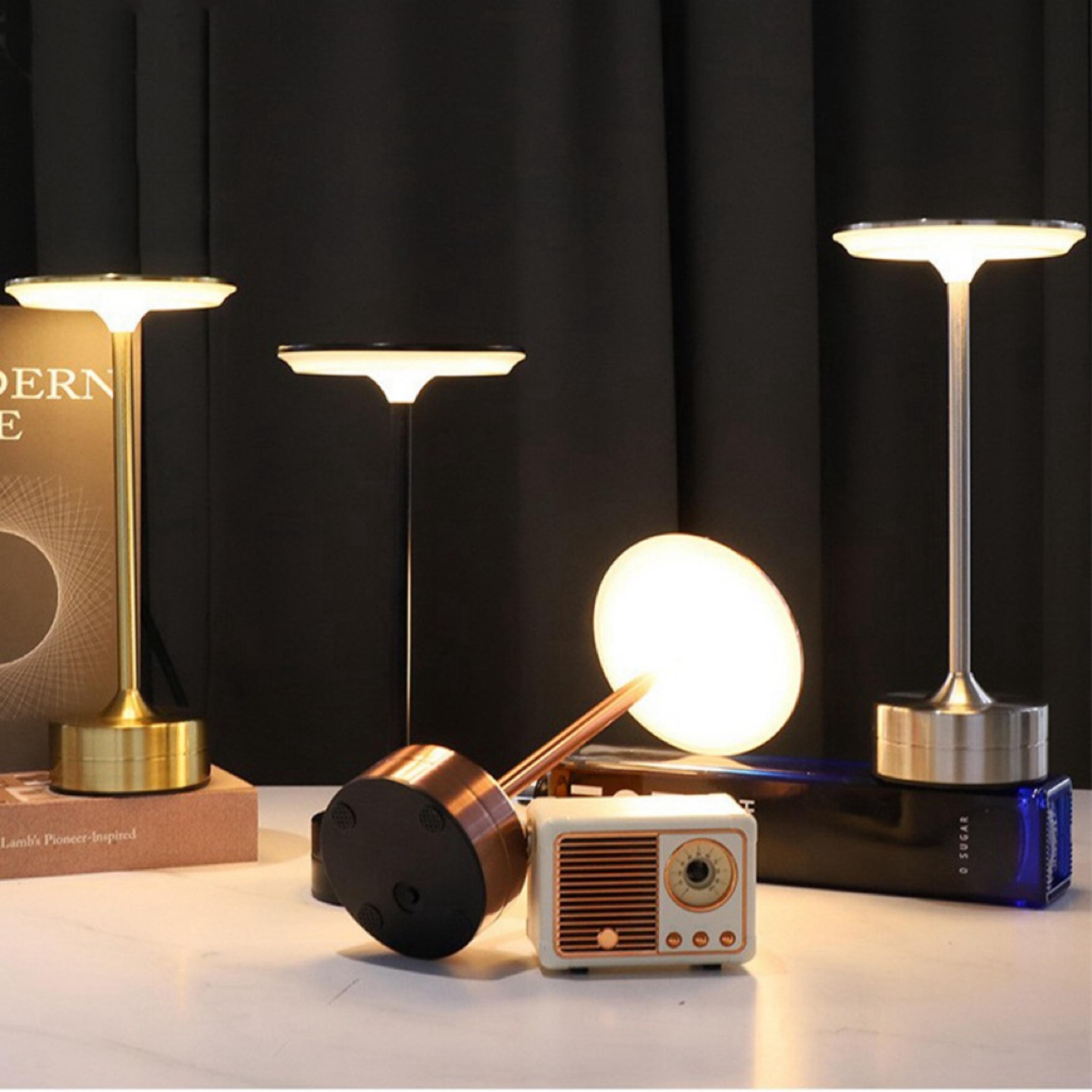 usb rechargeable table lamp, portable wireless led night light, touch sensor for bedside reading and desktop decor