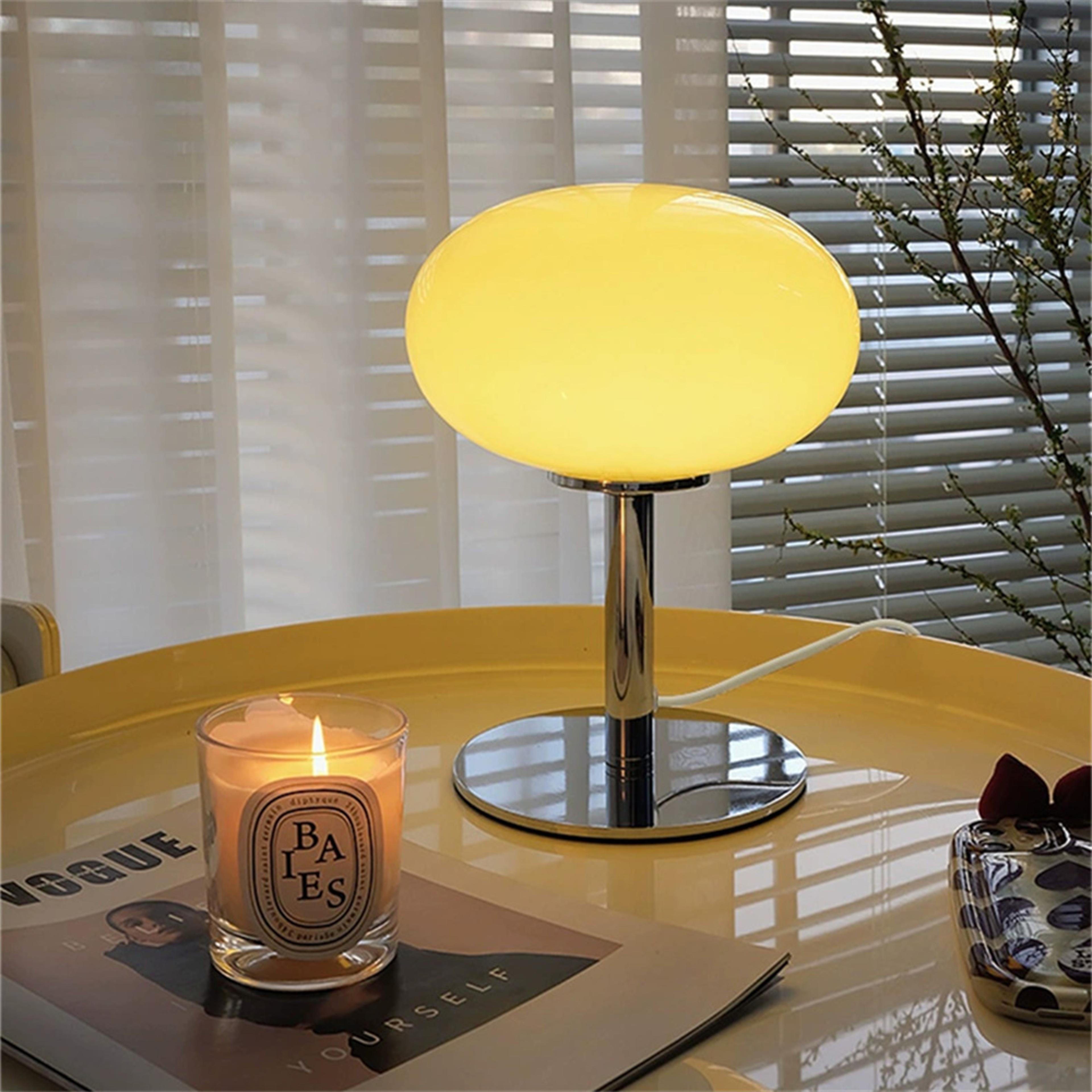 lollipop table lamp, medieval cream glass lamp, retro standing lamp, simple atmosphere decor for living room, bedroom