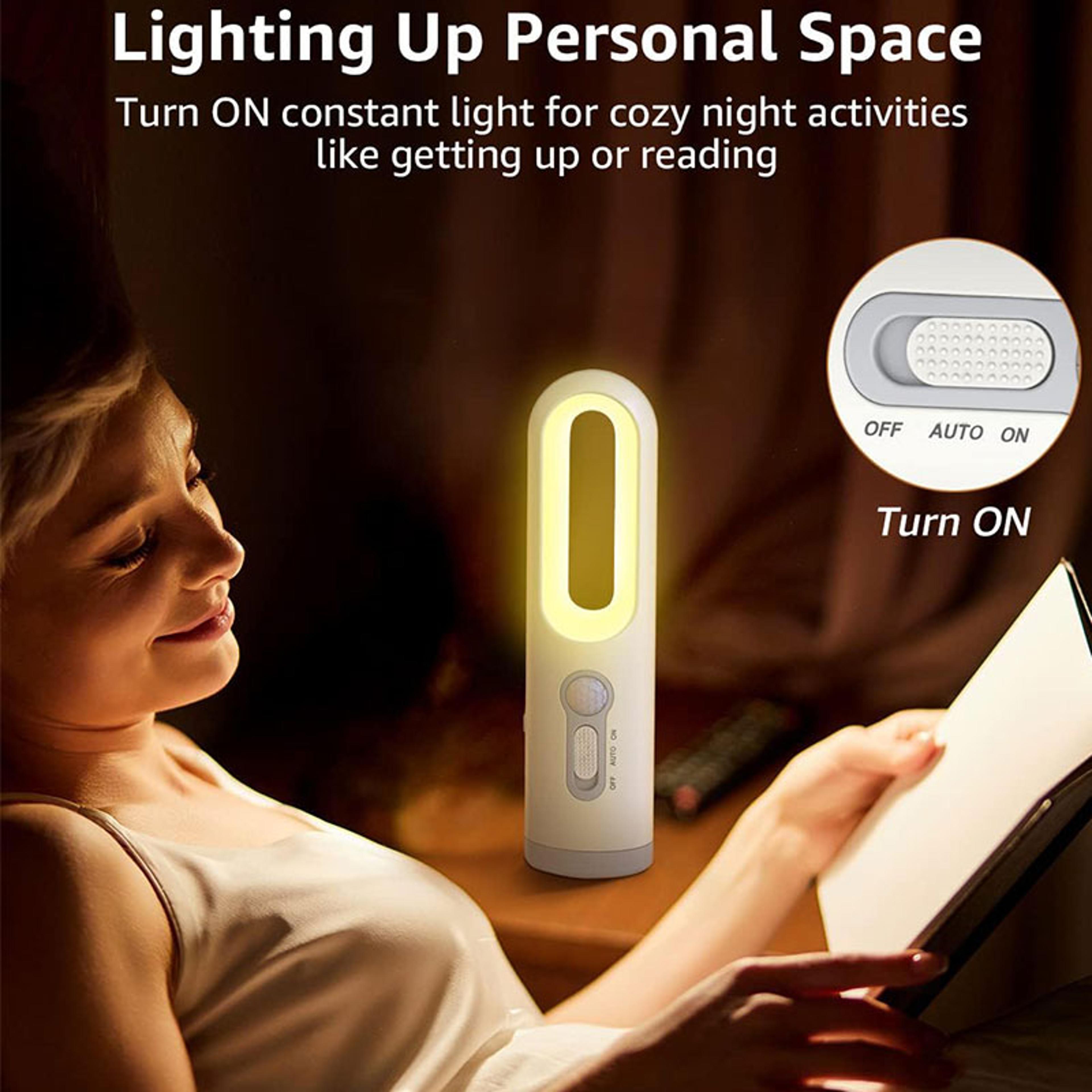 led light, portable flashlight and motion sensor bedside lamp, for reading, baby feeding, camping, eye care light