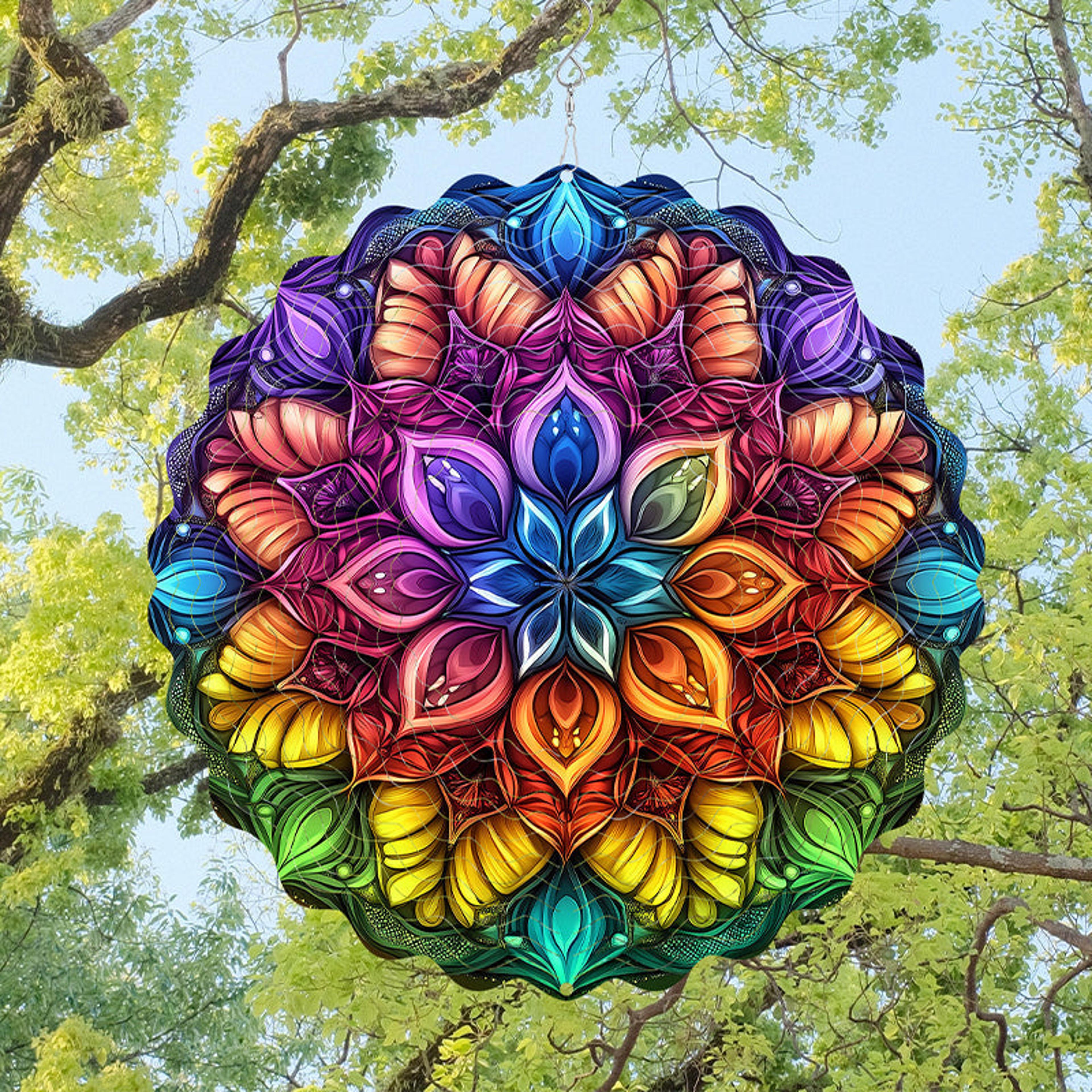 3d color wind spinner, outdoor garden yard hanging decor, and indoor wind chimes catcher