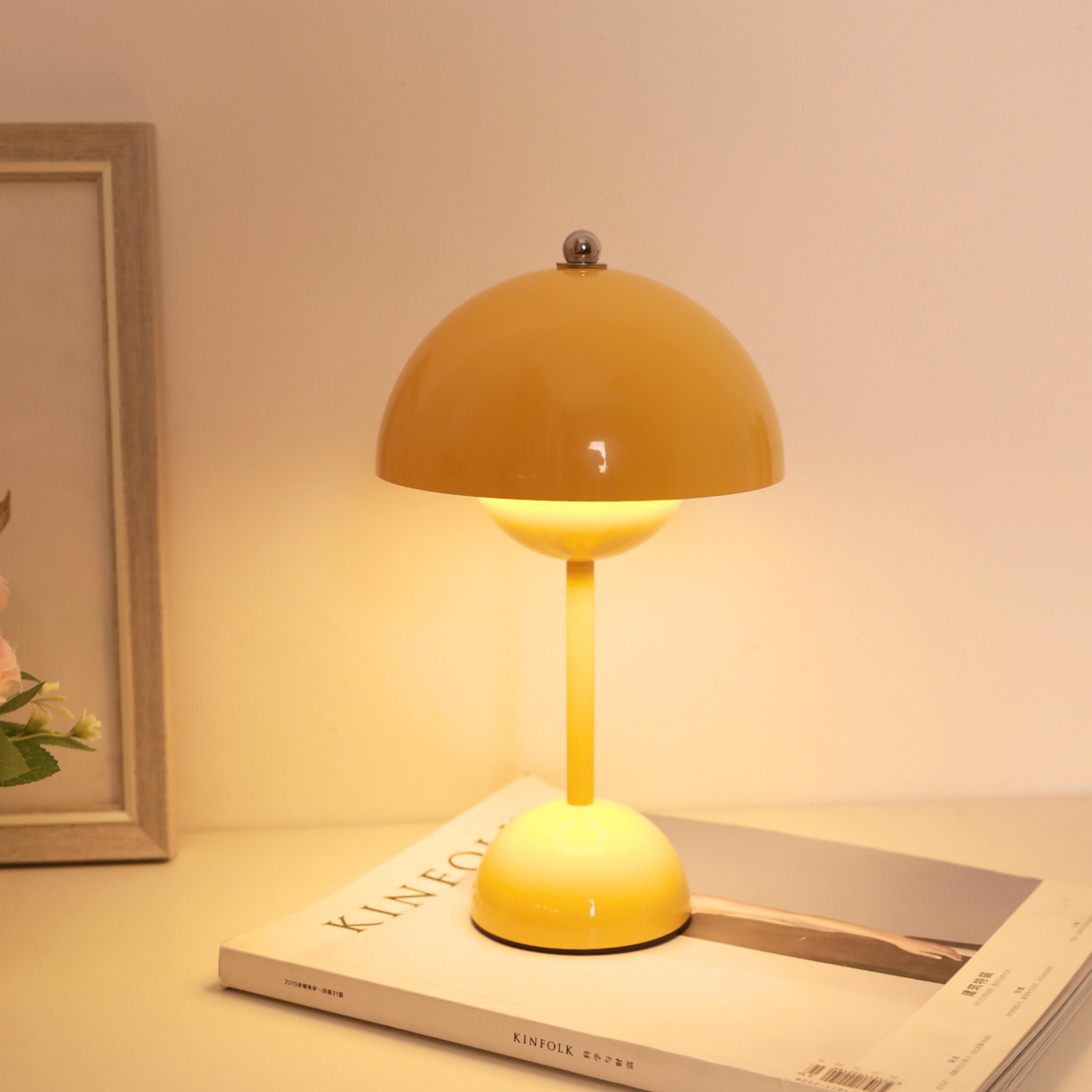 rechargeable flower bud desk lamp, touch sensing control, for bedside, living room, and hotel decor