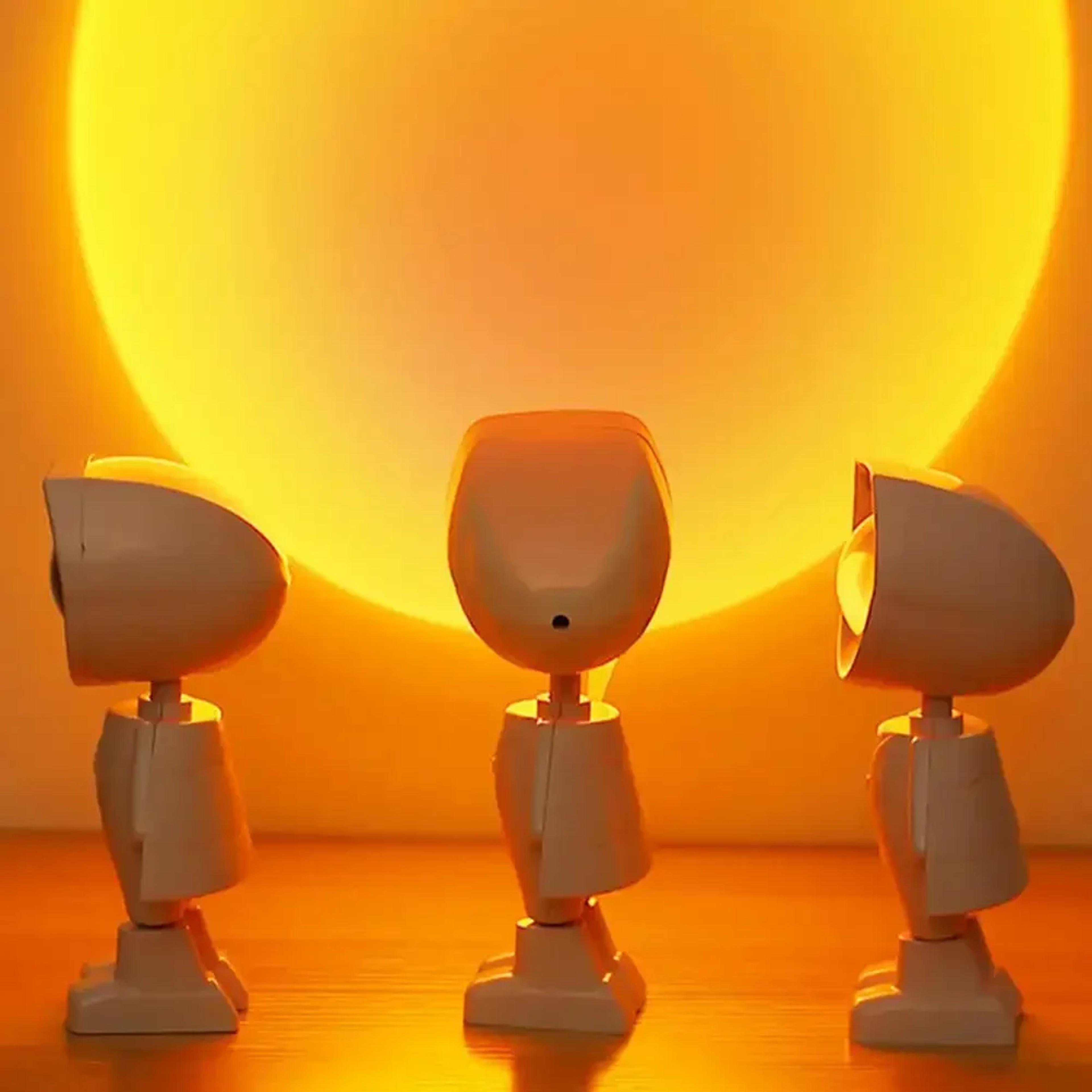 rechargeable astronaut robot lamp, rainbow projection sun light, infinite dimming table night light for bedroom