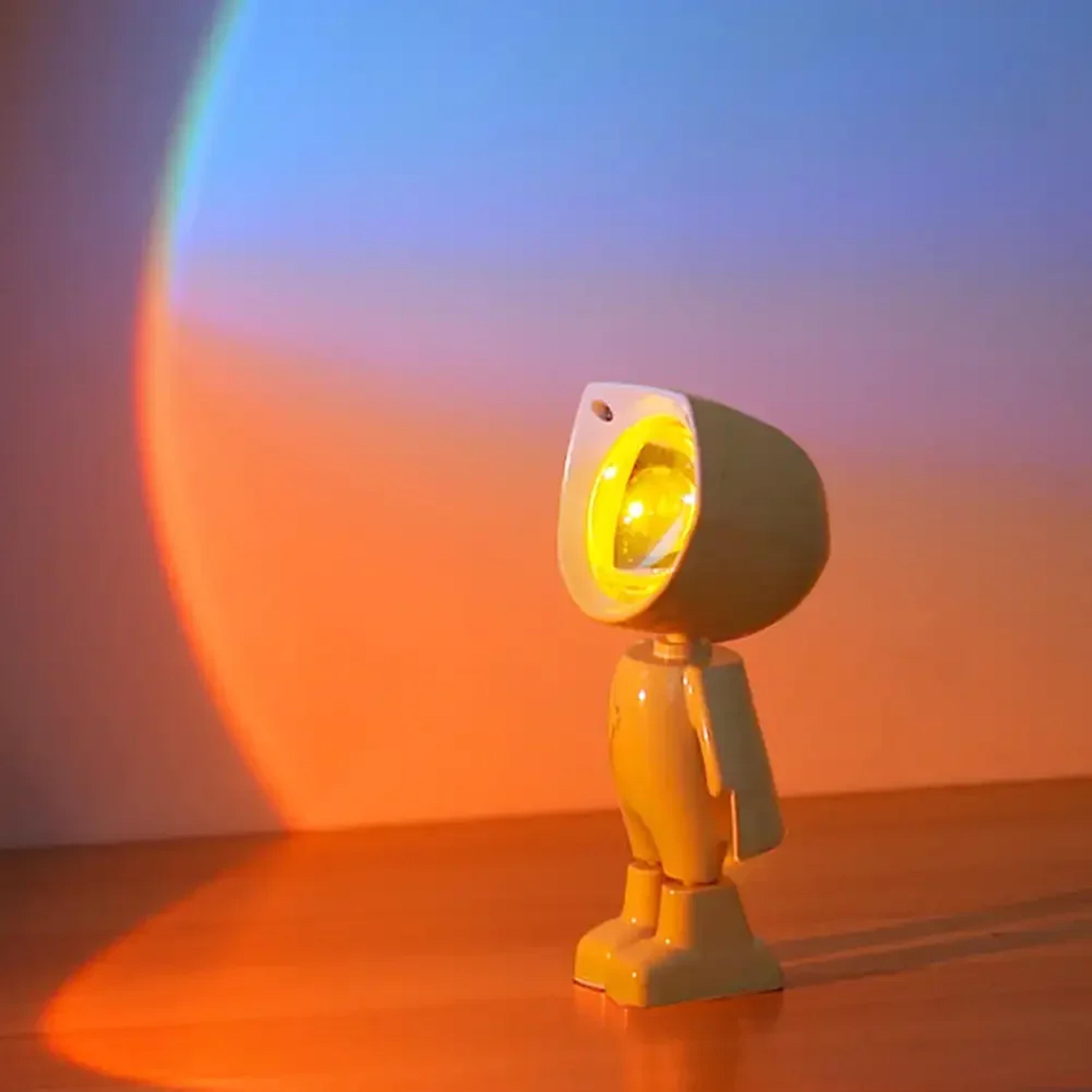 robot lamp, rainbow projection sun light, infinite dimming table night light for bedroom
