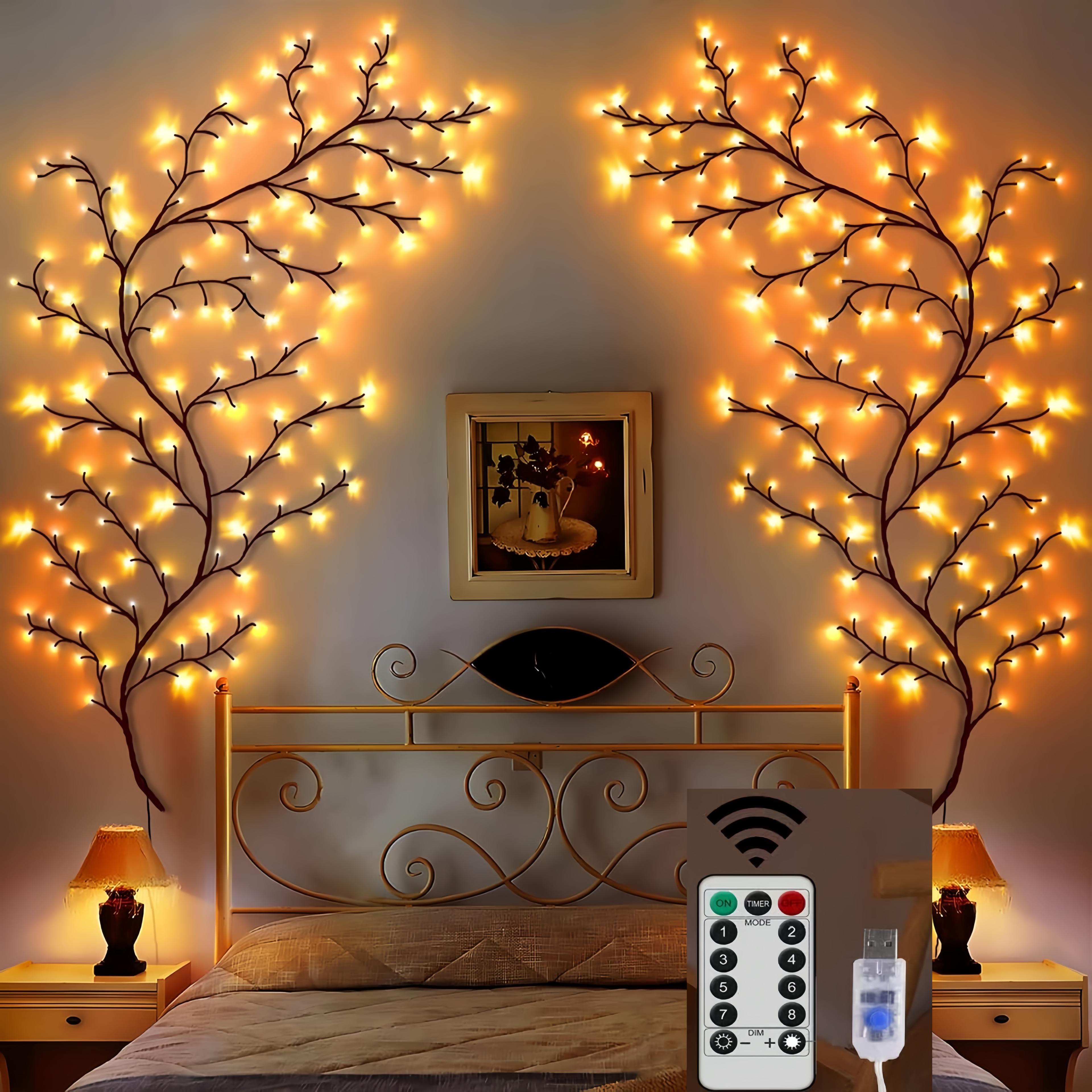 usb willow vine branch lights, 8 modes warm white light, for room wall kitchen coffee shop christmas halloween decor