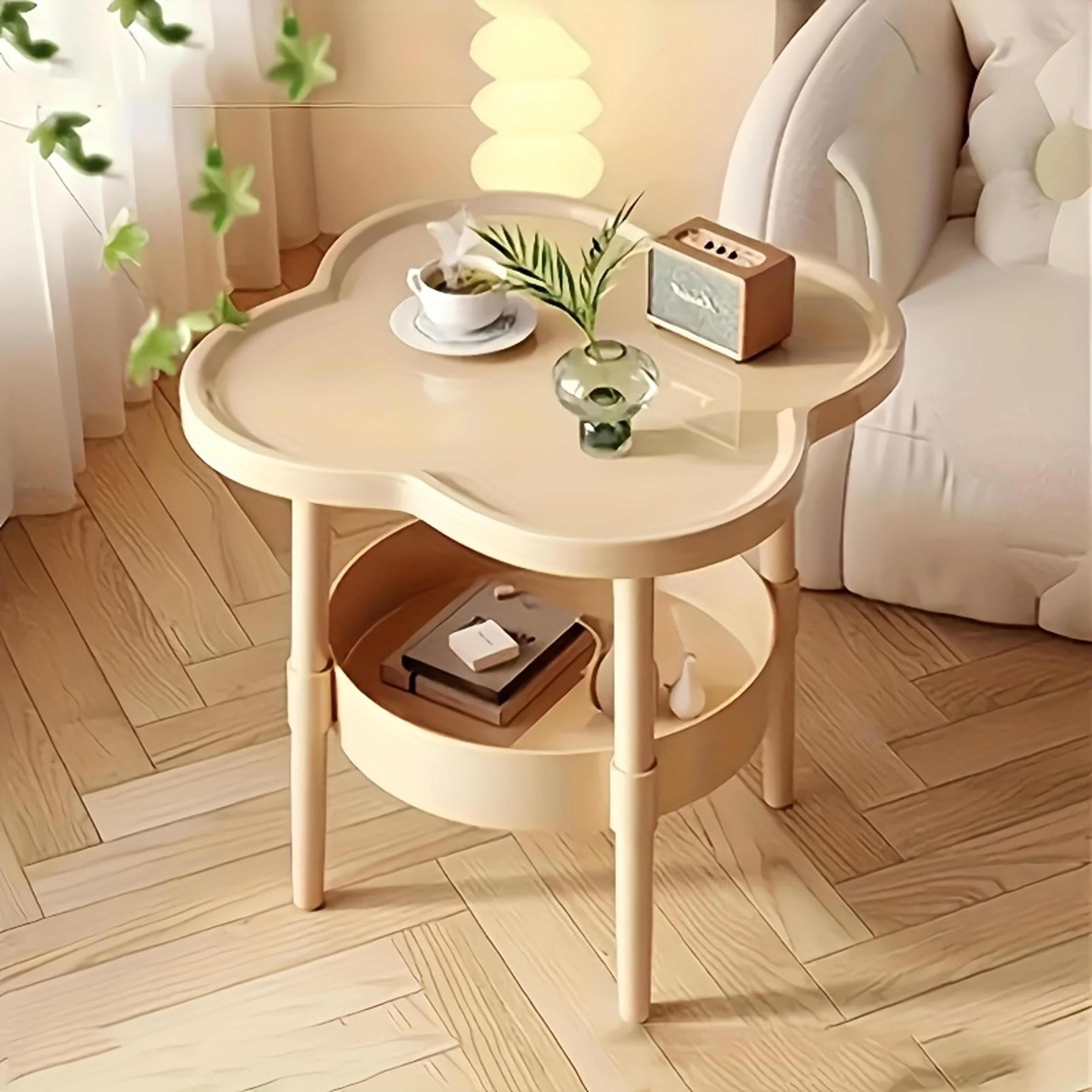 stylish modern round side table, with storage shelf, space saving and lightweight for living room, bedroom
