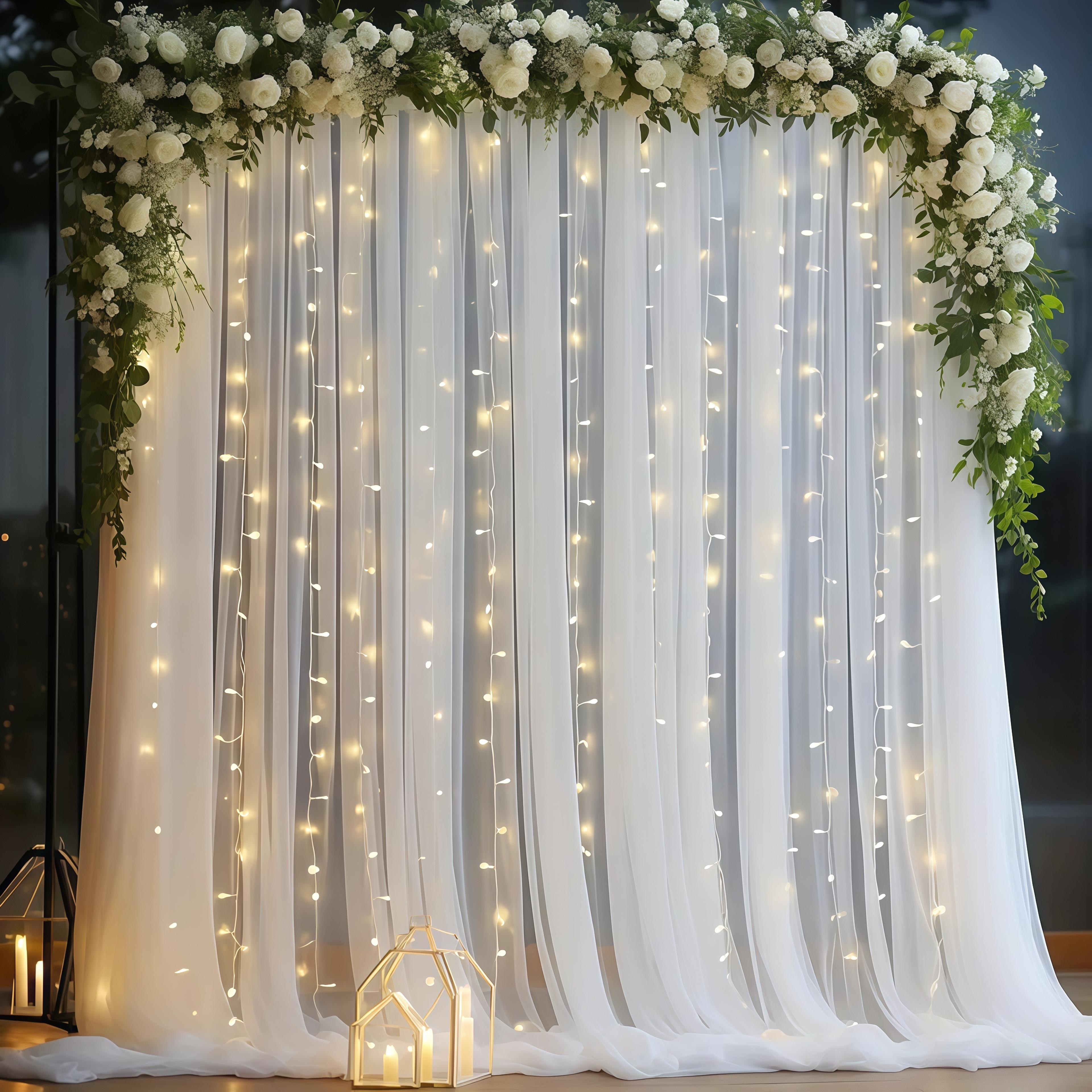 backdrop curtains for photography, home decor, wedding, and party decorations with optional lights