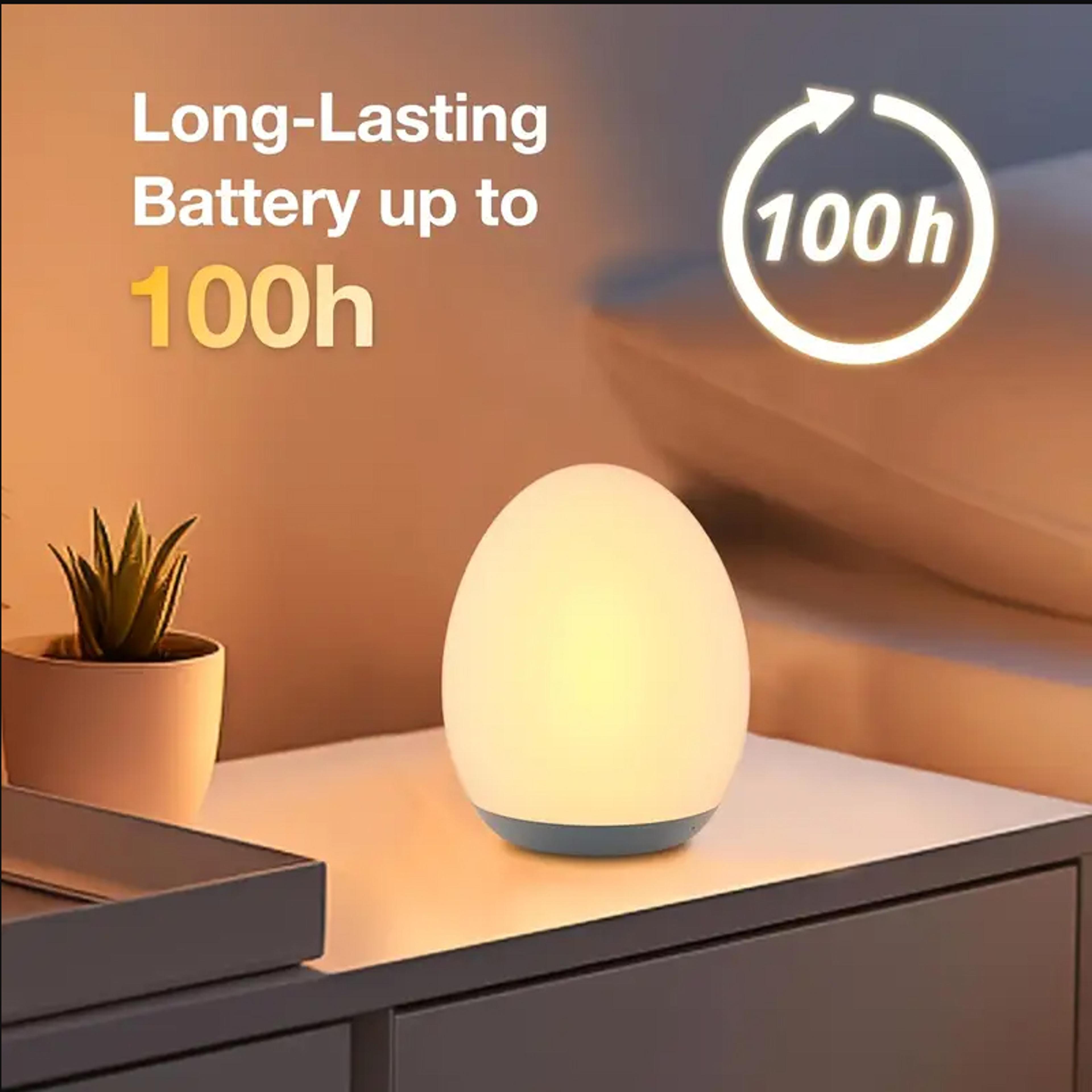 portable egg shape night light, usb rechargeable, changing rgb, remote and touch control, dimmable ambient lamp