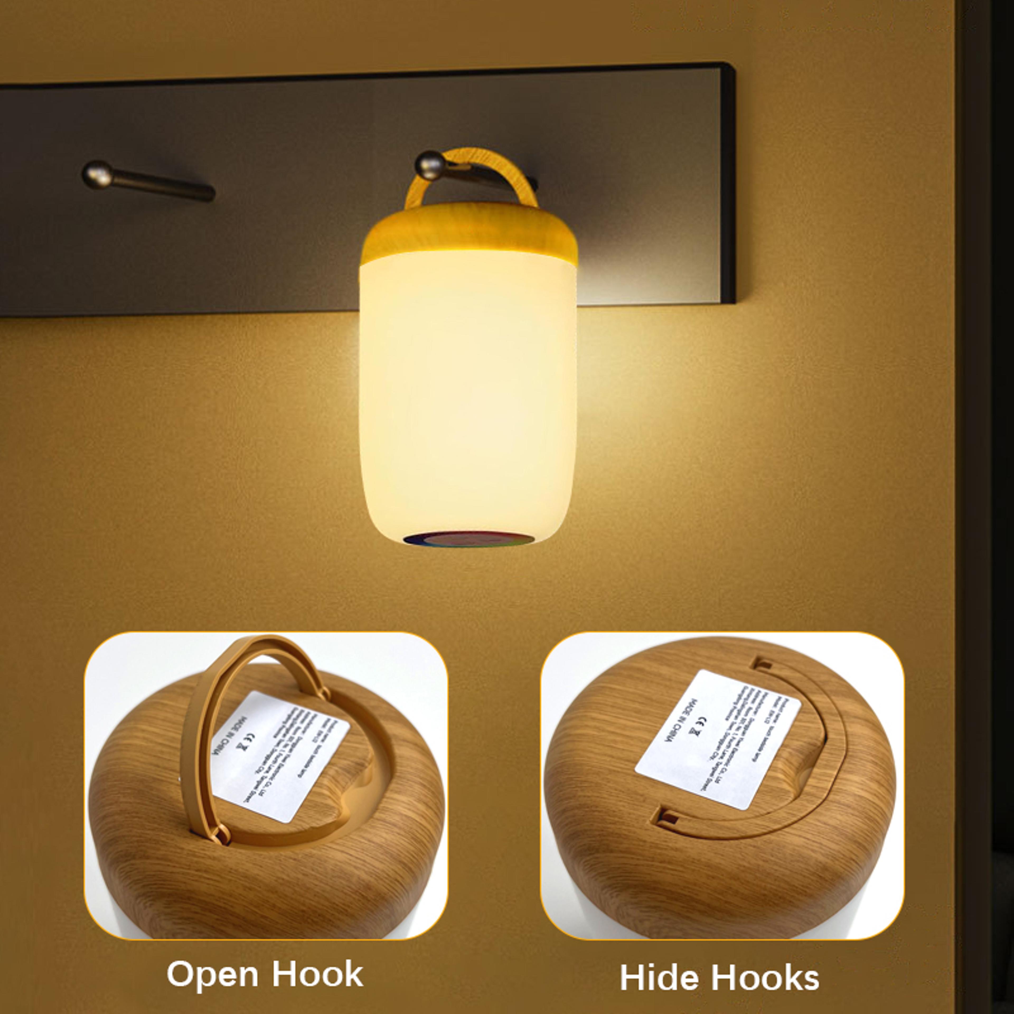 usb rechargeable led touch lamp, wood grain table lamp with dimmable rgb color and timing function, for bedroom