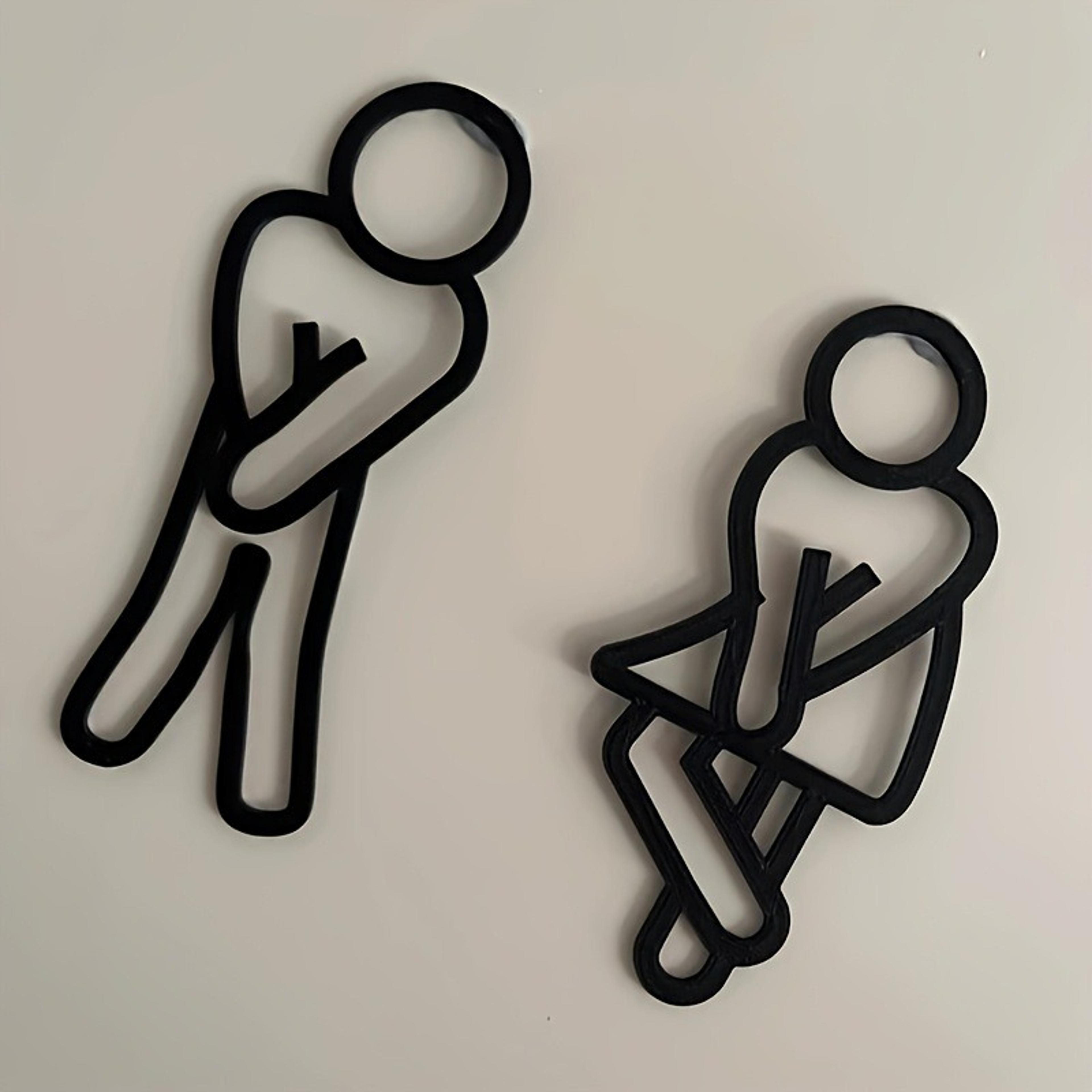 creative 2d flat funny bathroom signs for men women, restaurant hotel cafe toilet signage wall sticker