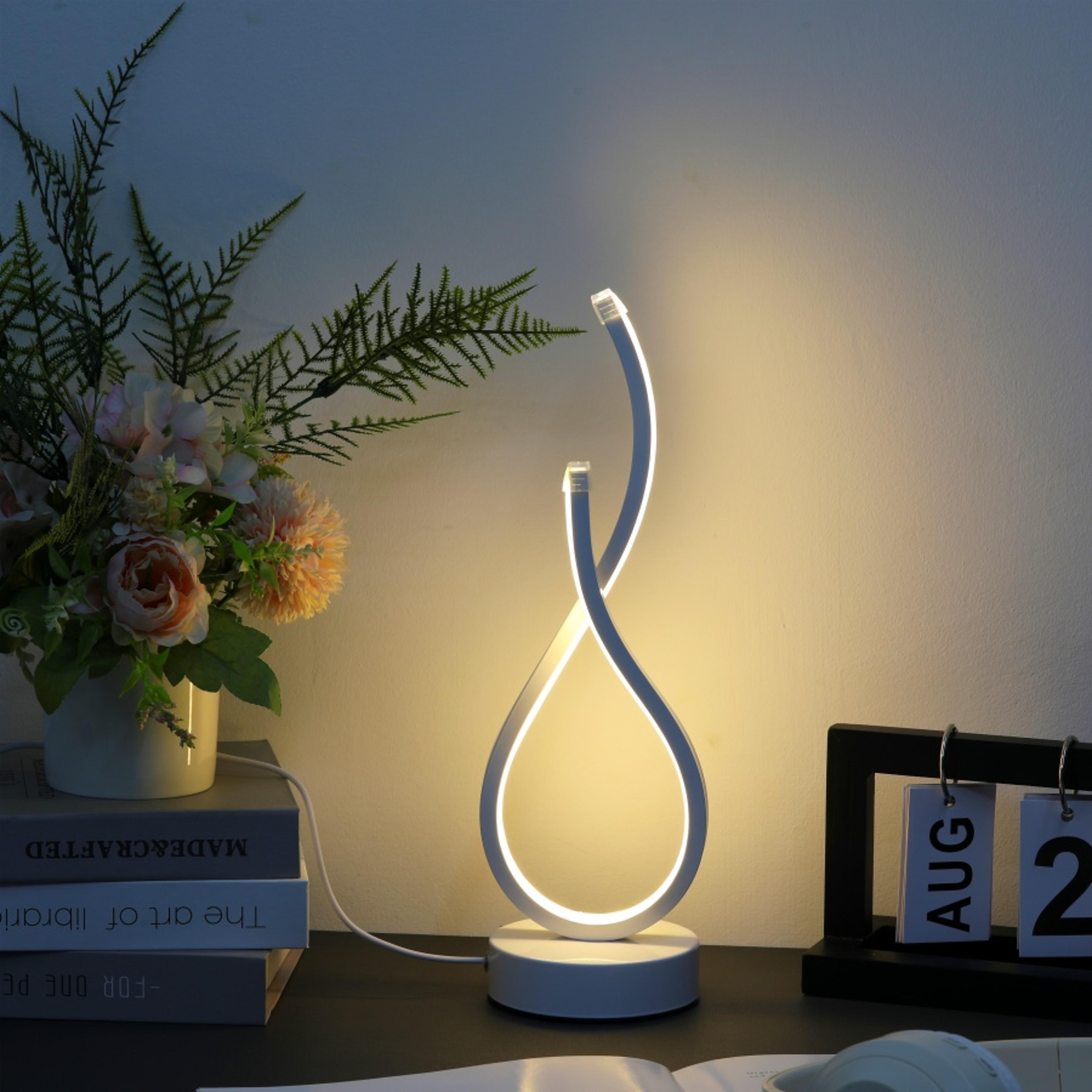 elegant white gesture desktop lamp, creative modern design, three-color lighting for any room