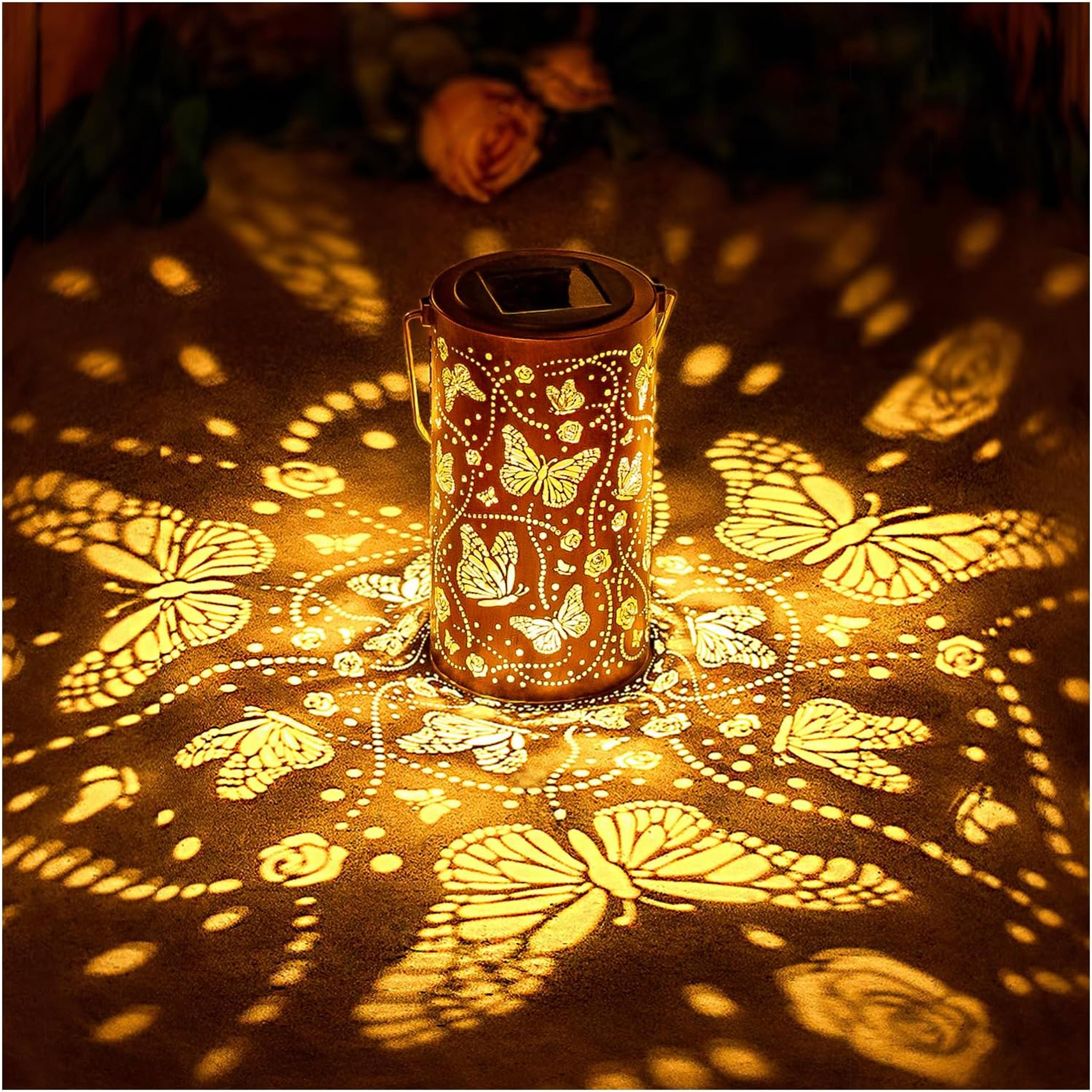 outdoor butterfly solar lanterns, waterproof hanging led lights, metal decorative for garden, lawn & pathway landscape