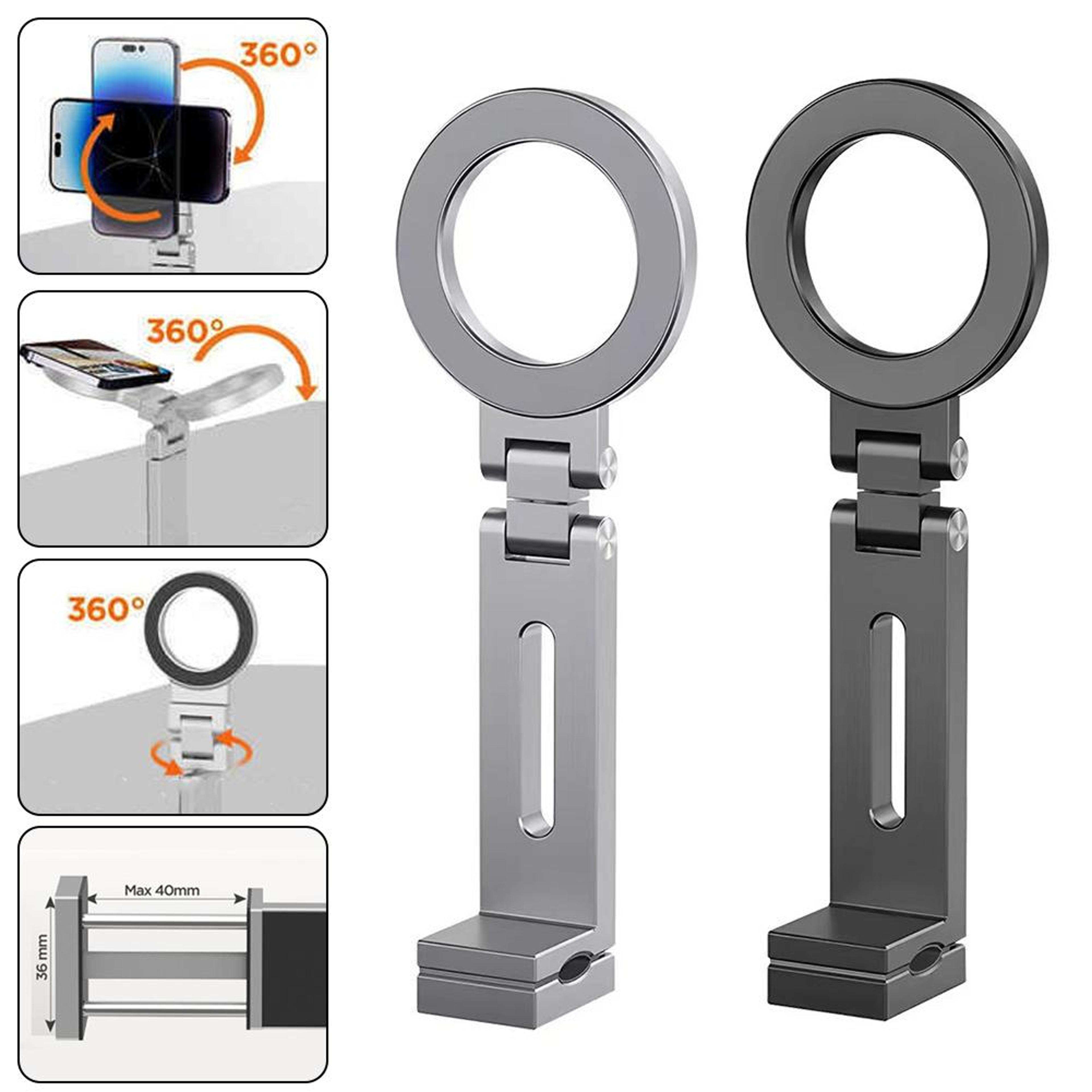 universal magnetic phone holder, portable flexible rotation bracket, adjustable mount for airplane, travel, and desk
