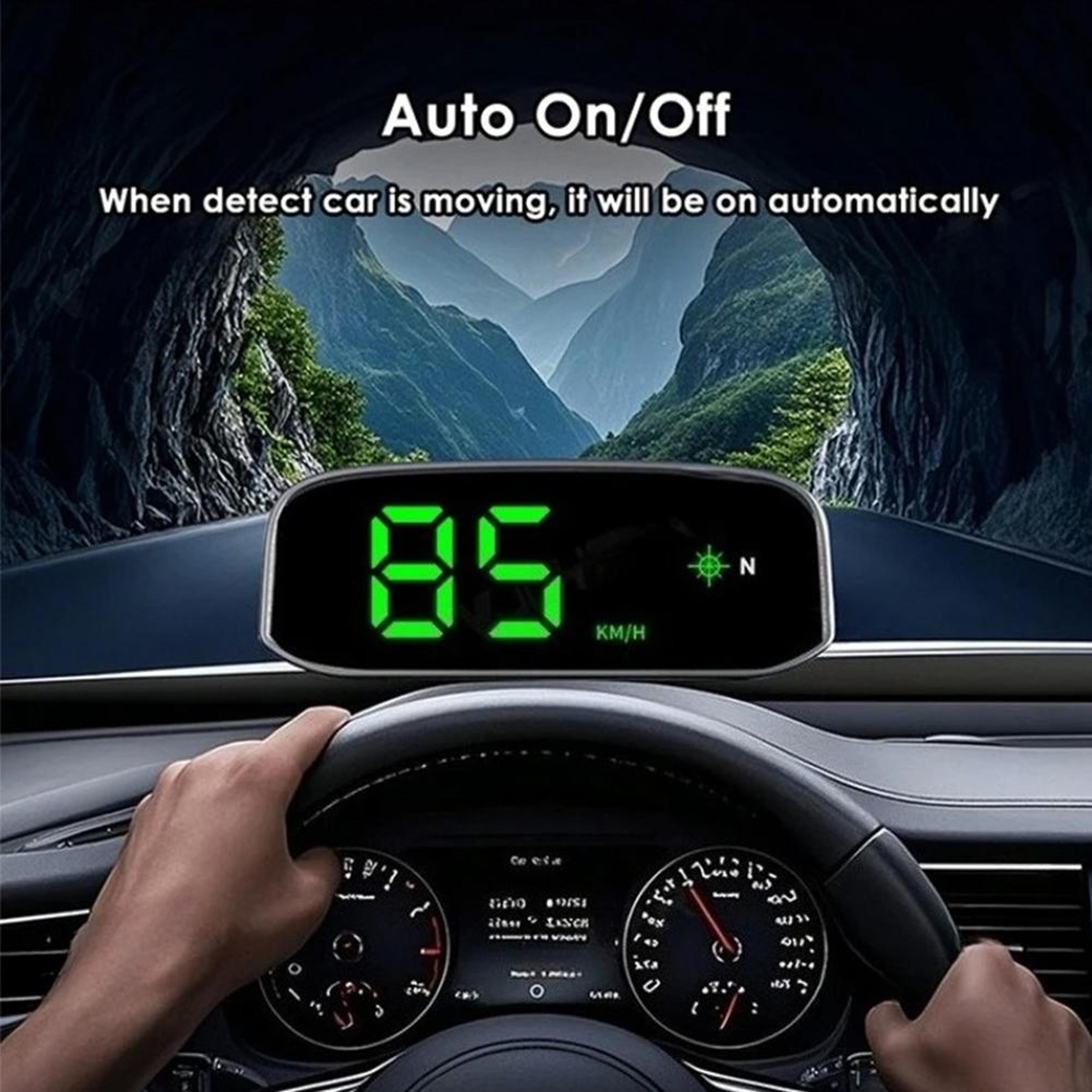 universal solar car speedometer, real time gps display, digital hud car accessory, smart solar powered display