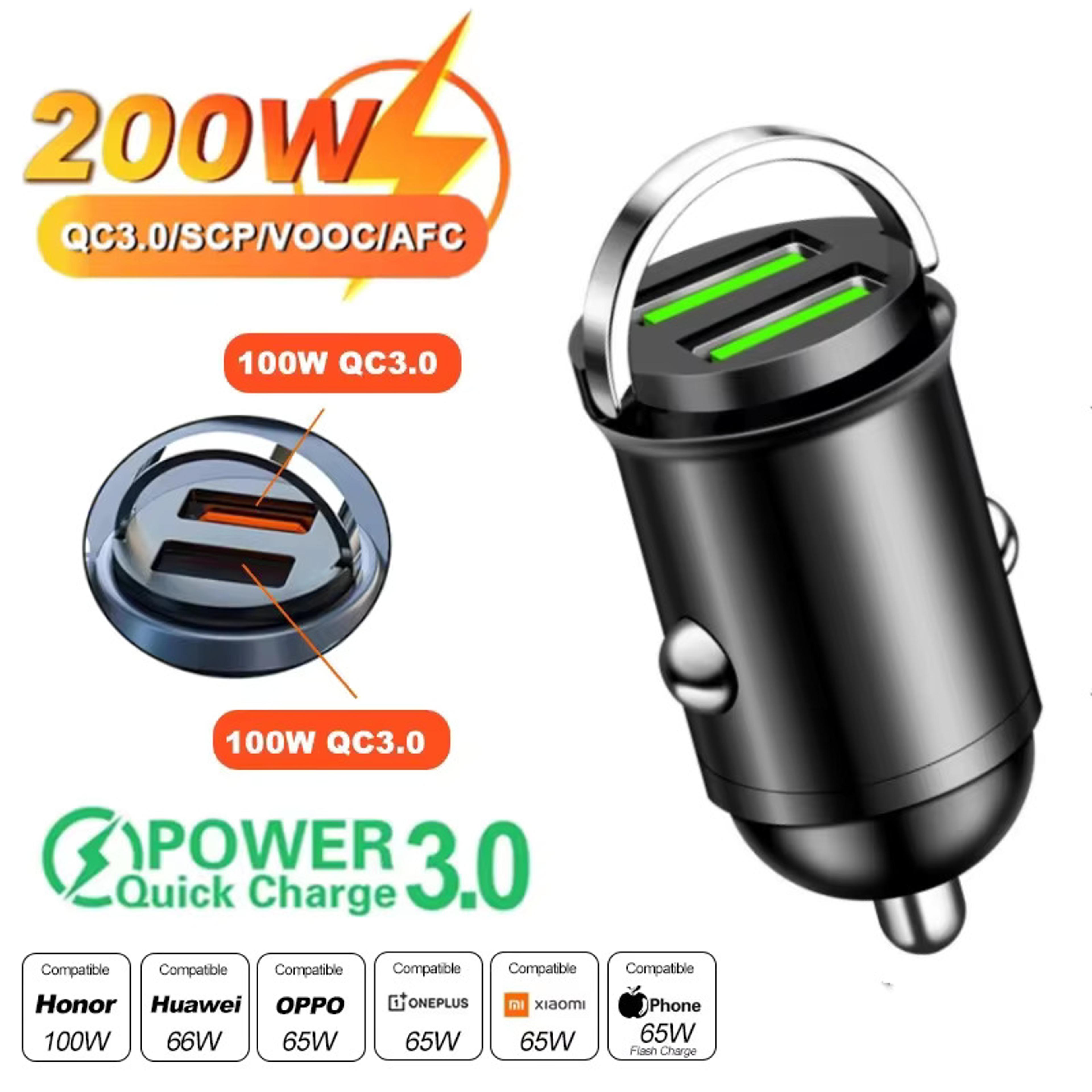 pd mini car charger, dual port fast charging usb type c car adapter