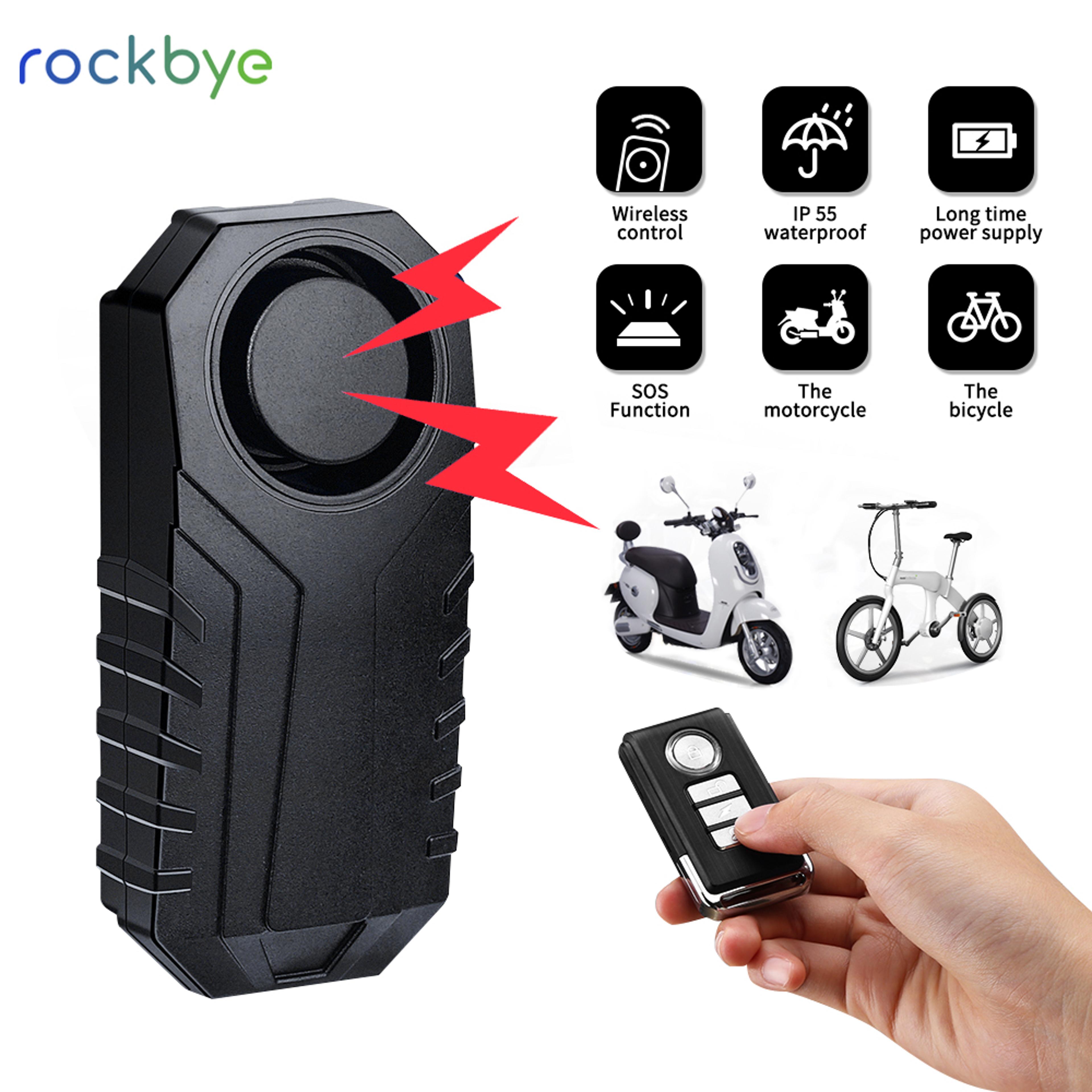 wireless remote bike lock, rockbye bicycle alarm, motorcycle anti theft security lock, outdoor cycling safety device