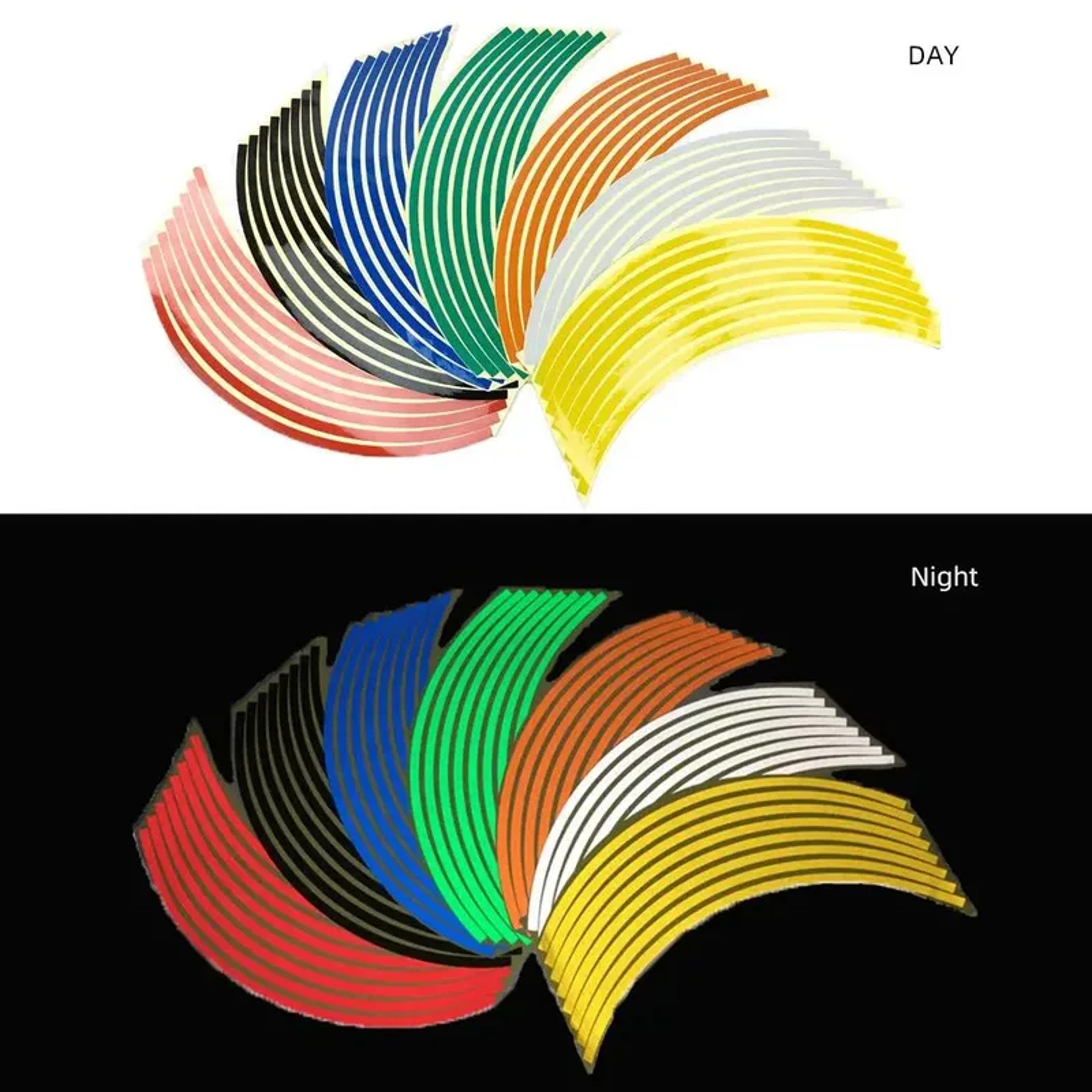 reflective motorcycle wheel stickers, car styling strips, rim tape, motocross bike decals