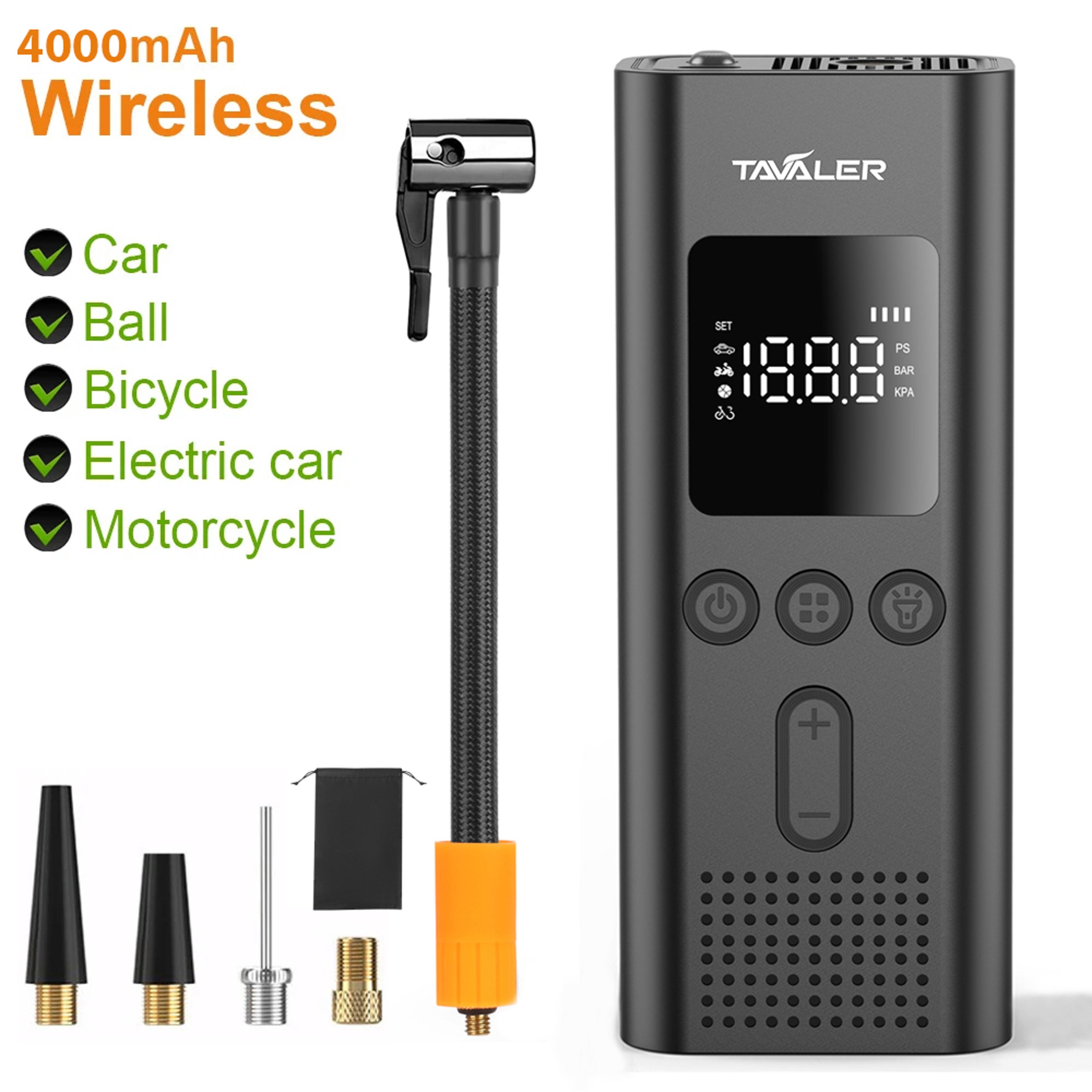 wireless portable air pump, electric tire inflator, car, bike, motorcycle, air compressor, accessories