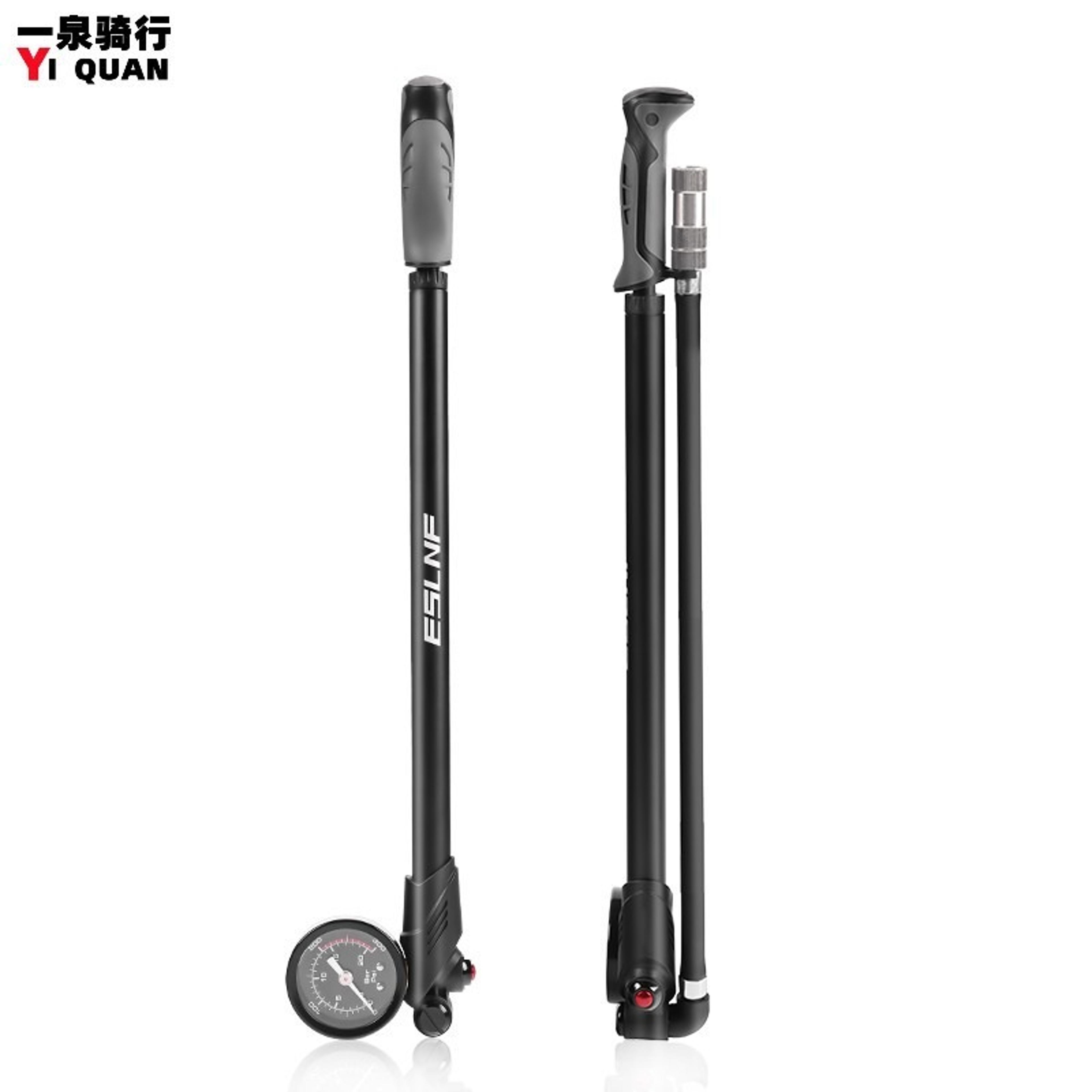 high pressure portable bicycle pump with gauge, fork and rear suspension air pump for mountain bikes