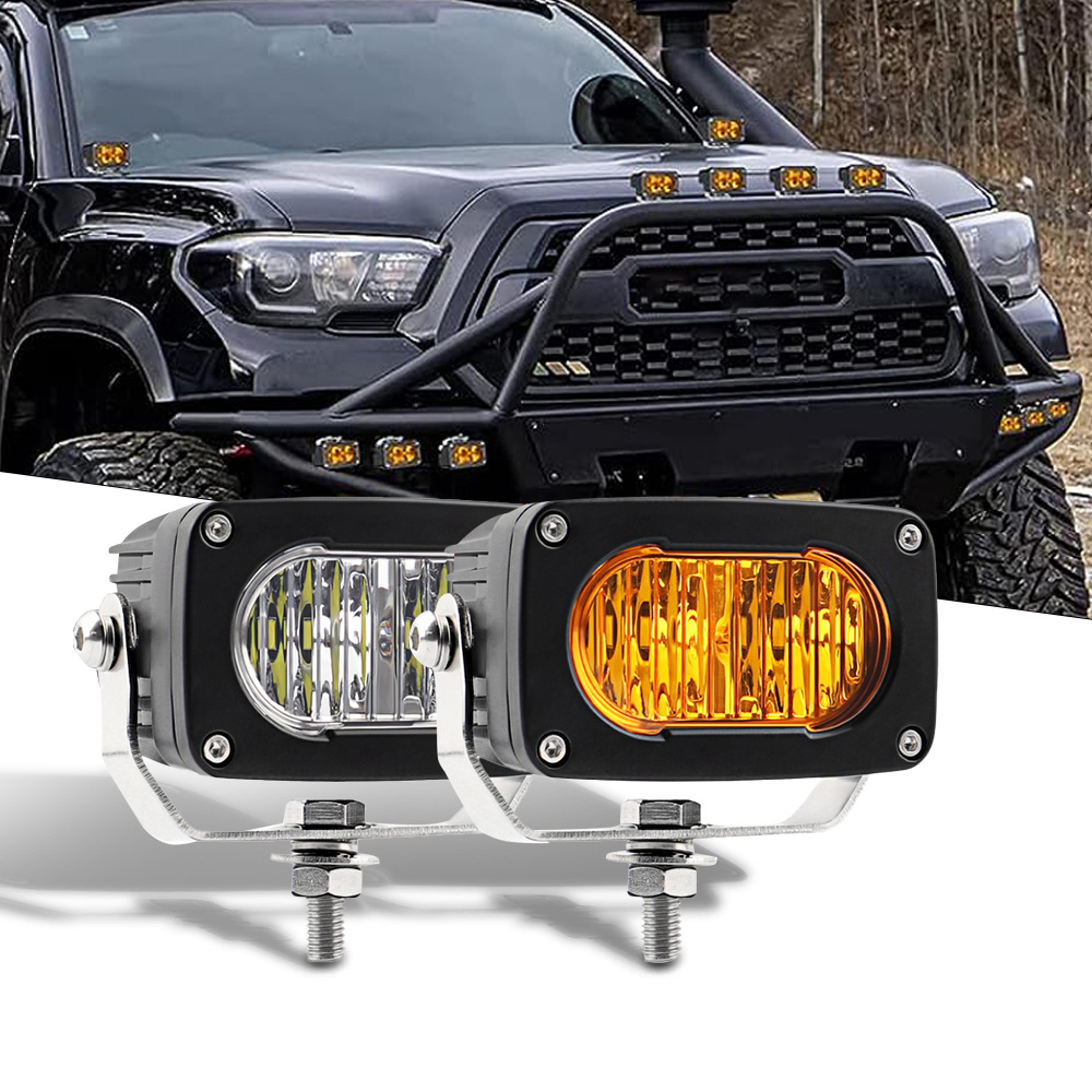 amber led pods lights, yellow driving foglight spot beam for truck, motorcycle, atv, utv, suv, boat, tractor