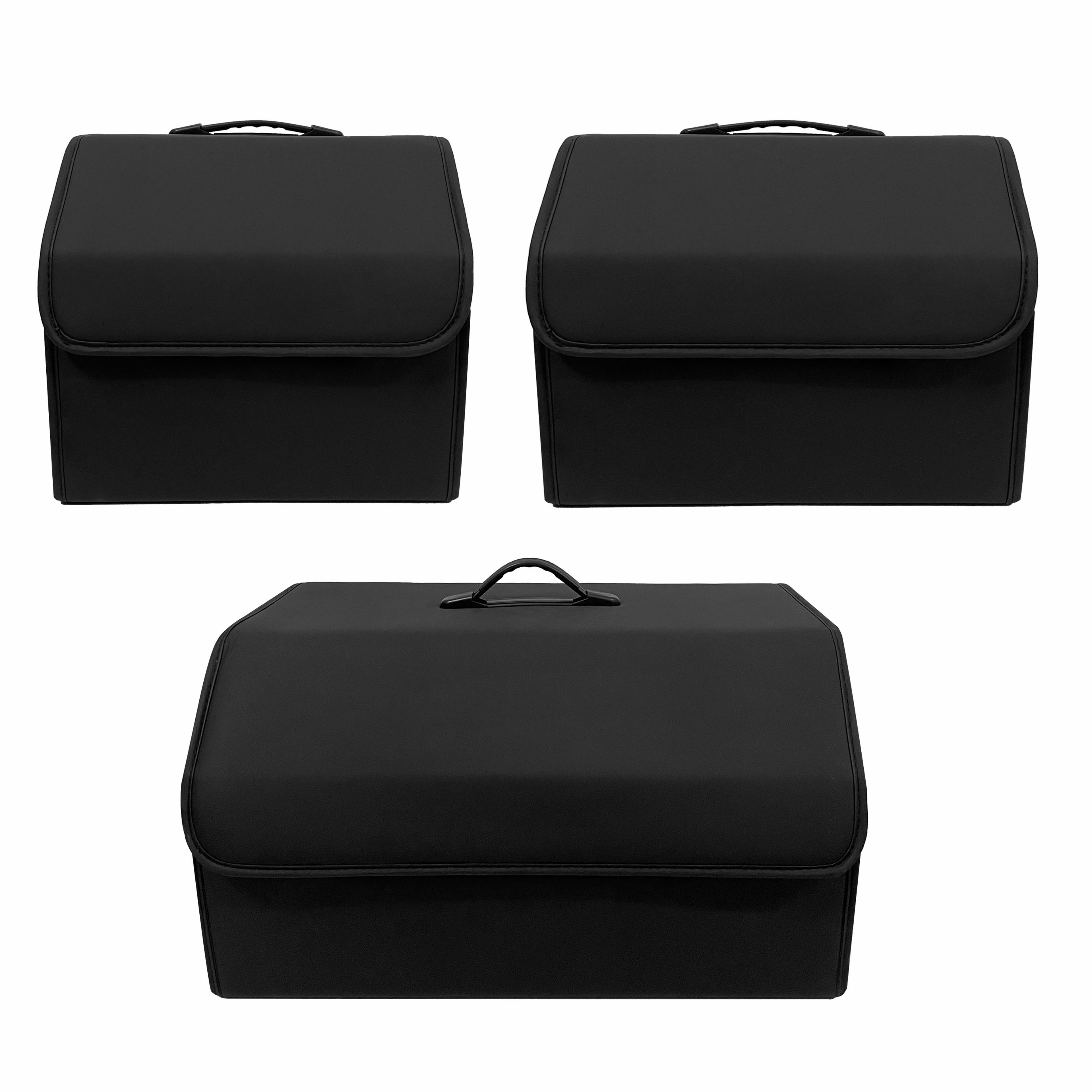 multipurpose pu leather car trunk storage box, collapsible organizer for vehicle tidying and auto accessories