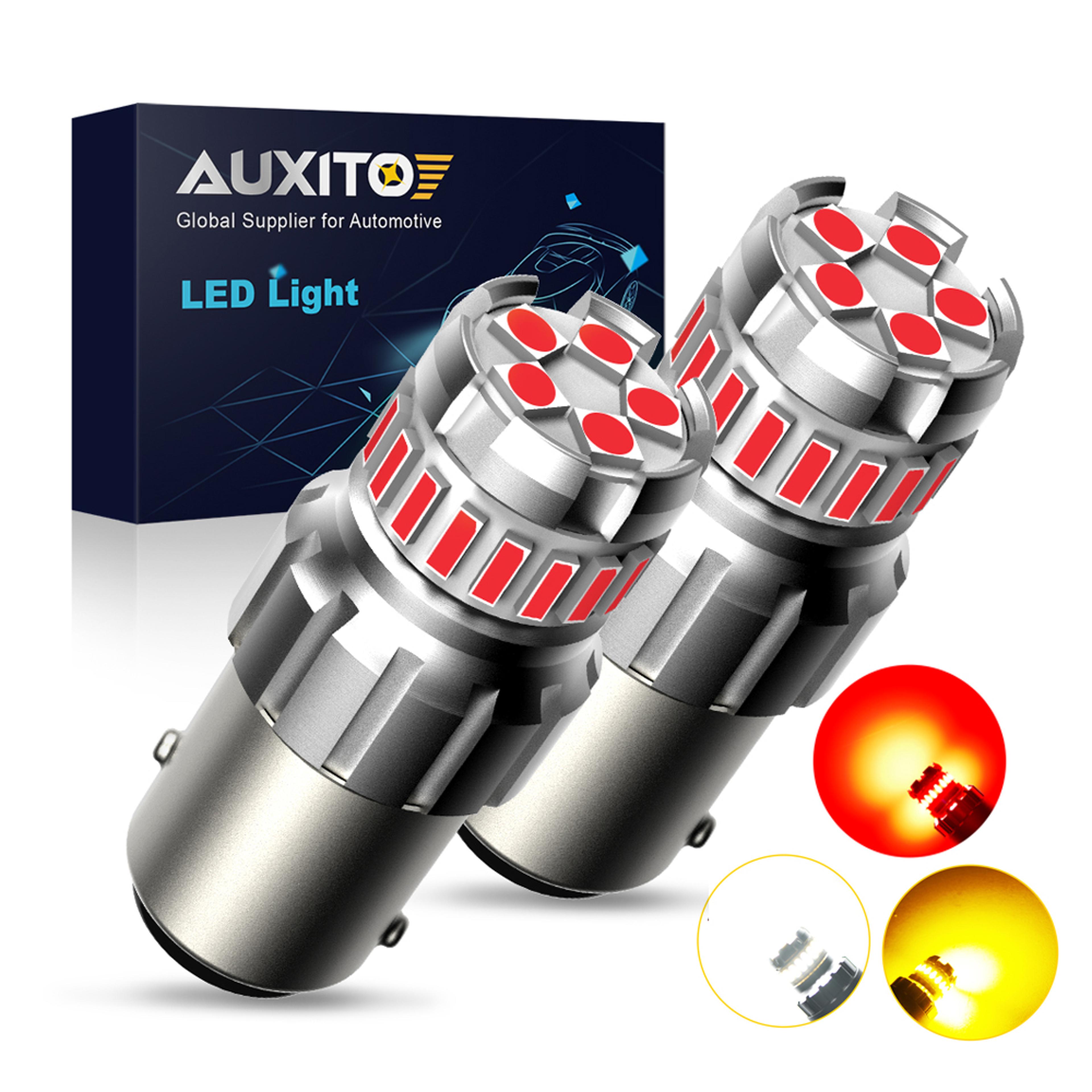 auxito led red bulbs, white yellow car lights, brake light, reverse lamp, drl
