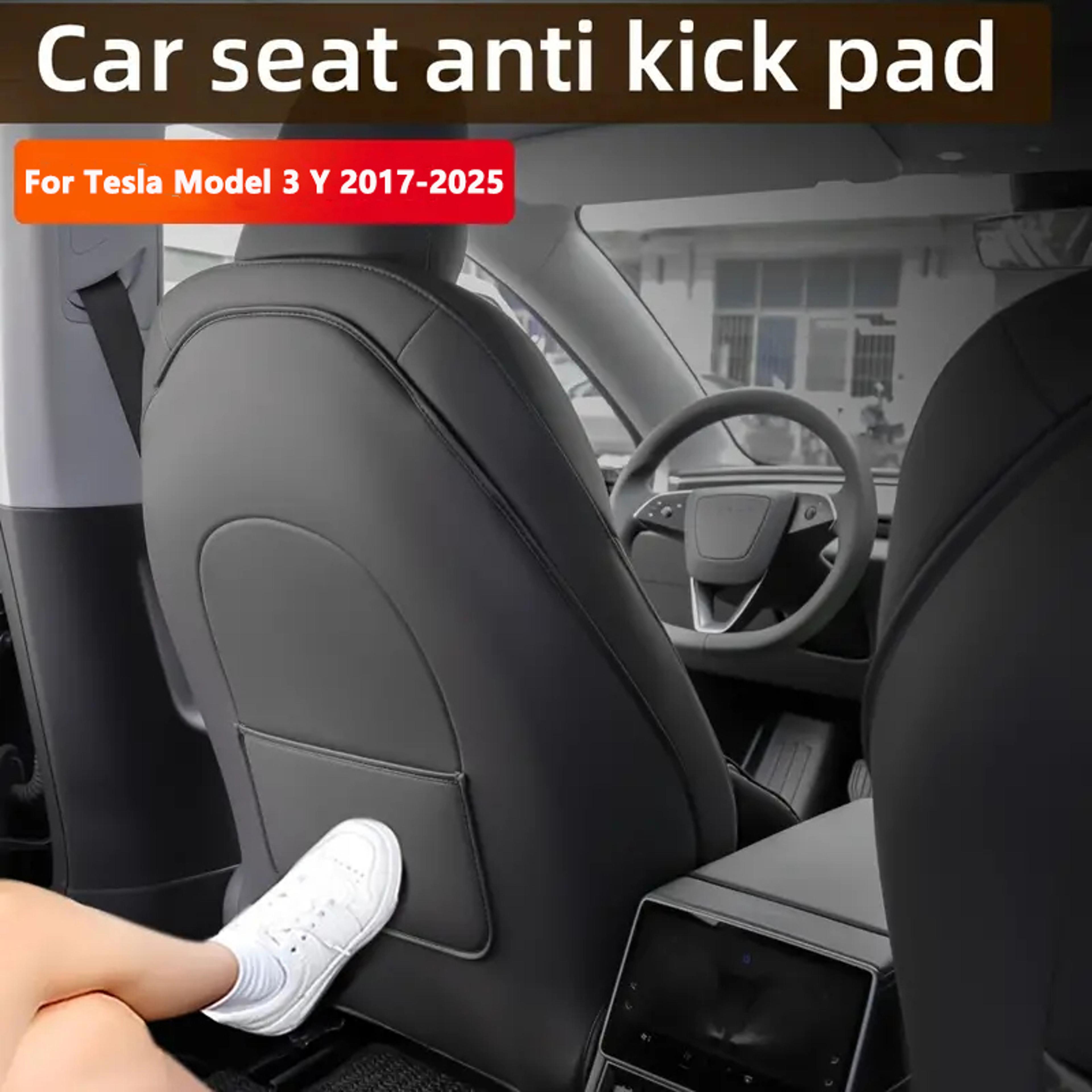 leather car seat back protector for tesla y, anti kick mat, full seat cover anti scratch pad, premium car interior