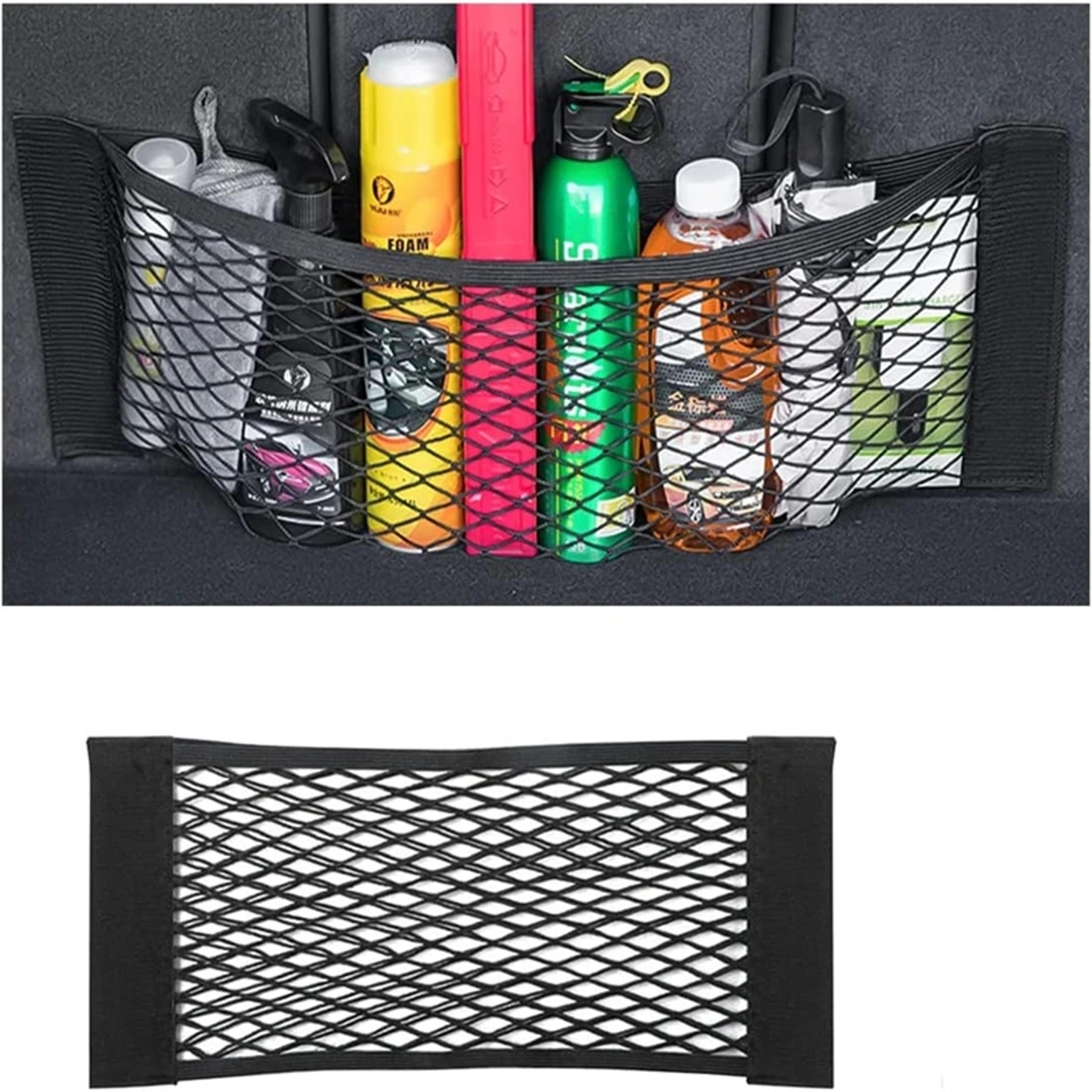 elastic car seat trunk net, rear storage box organizer, magic sticker auto interior gadget