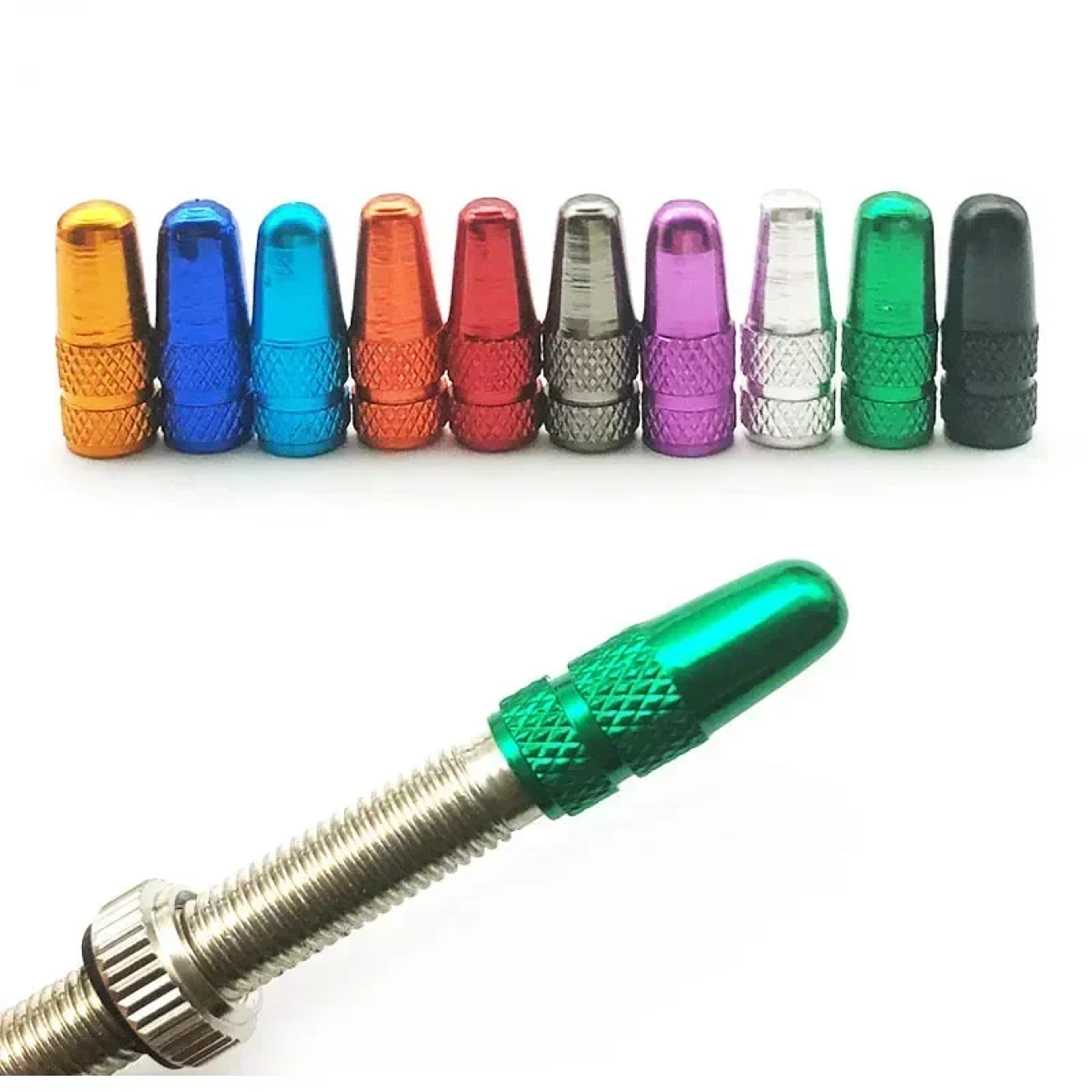 durable aluminum alloy fv presta valve covers, bike tire caps for road mtb track racing cycling accessories