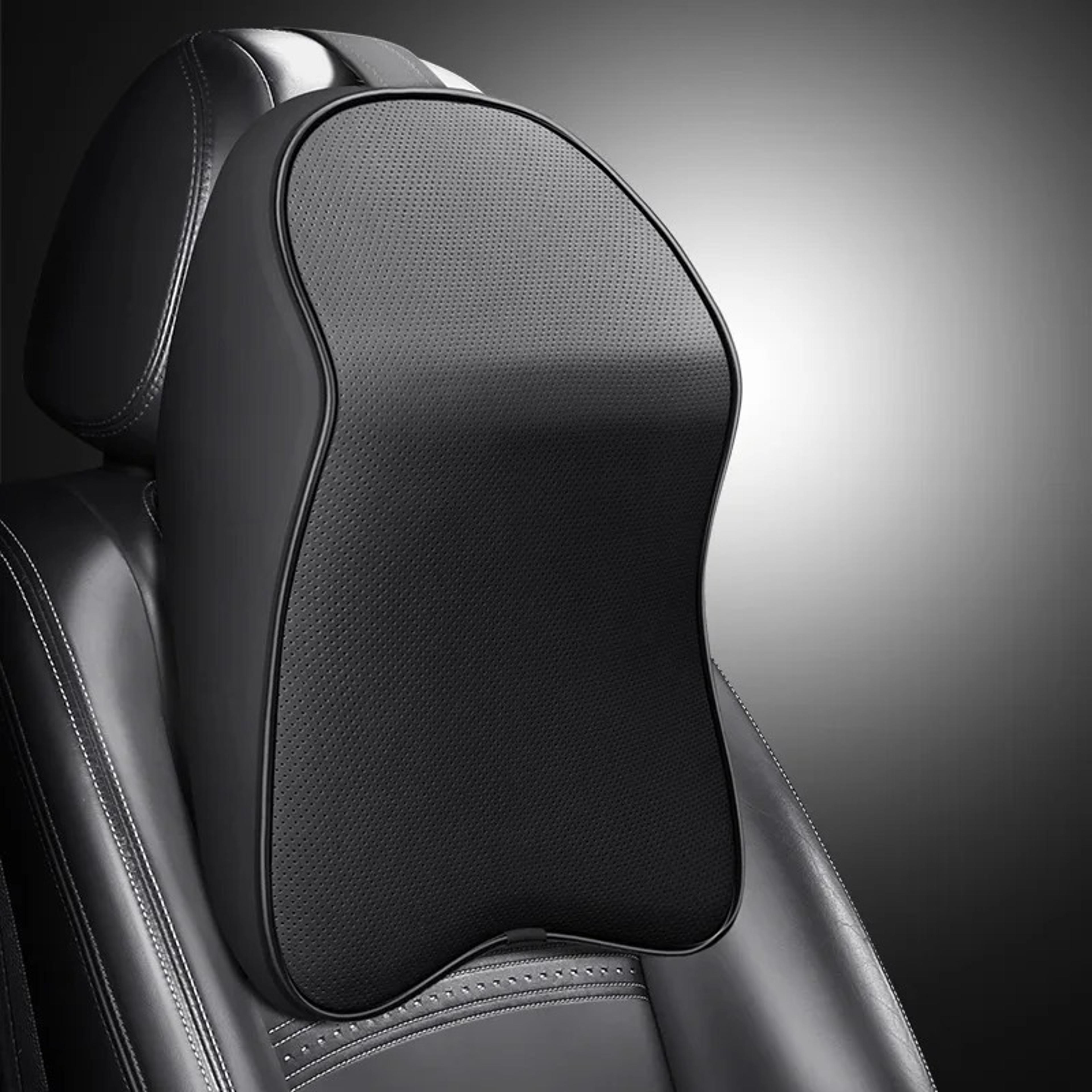 memory foam car neck pillow nappa pu leather headrest cushion for travel and driving comfort