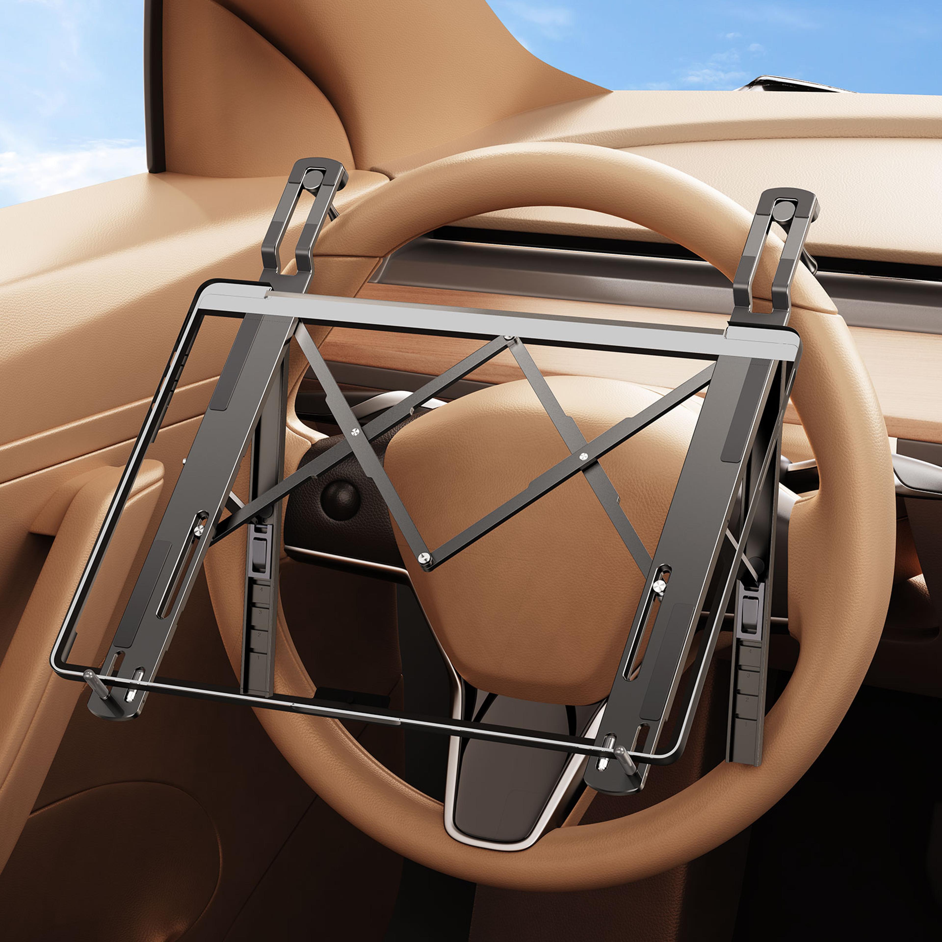 car steering wheel laptop stand adjustable aluminum car laptop desk for laptop and tablet