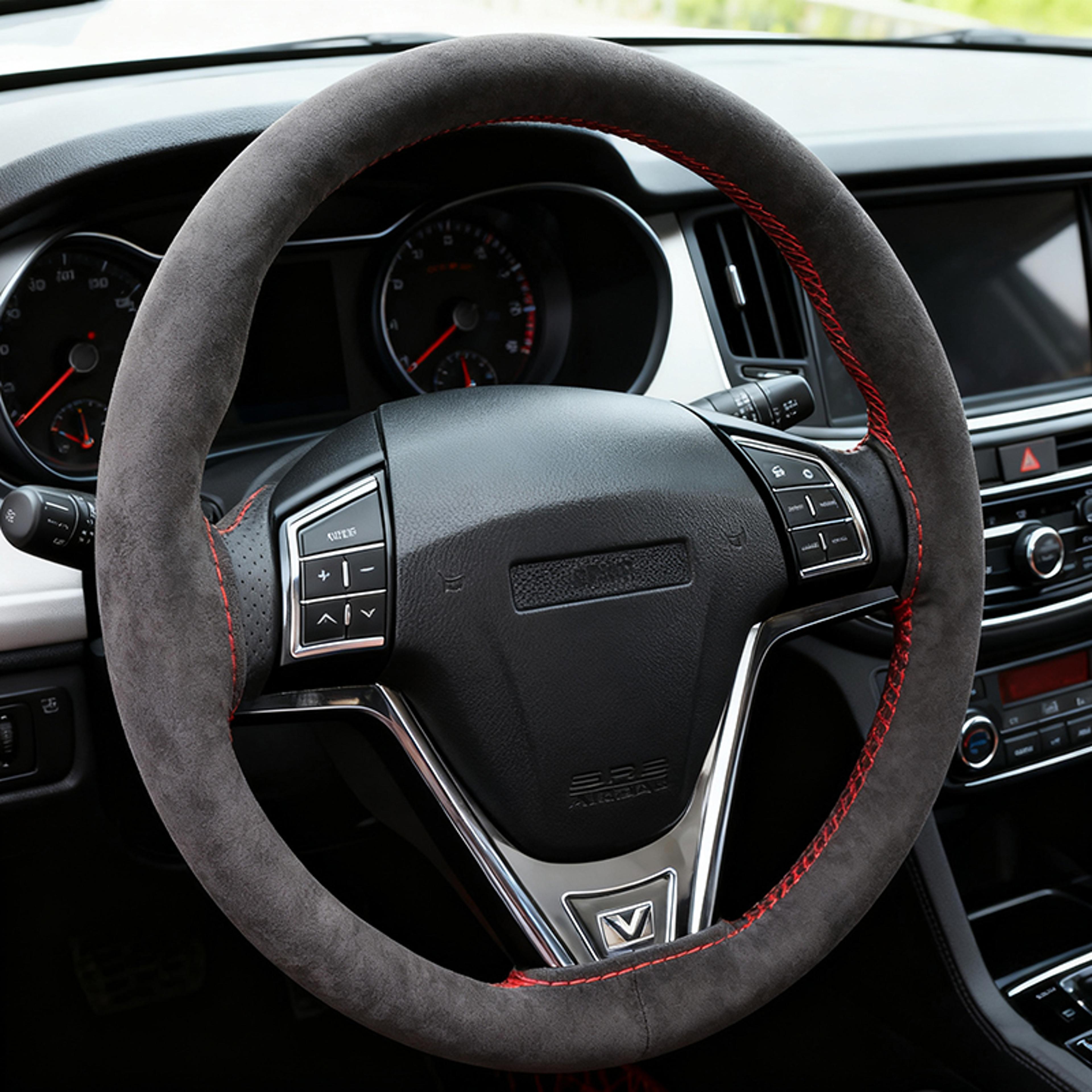 universal suede car steering wheel cover diy hand sewn leather wrap for carss