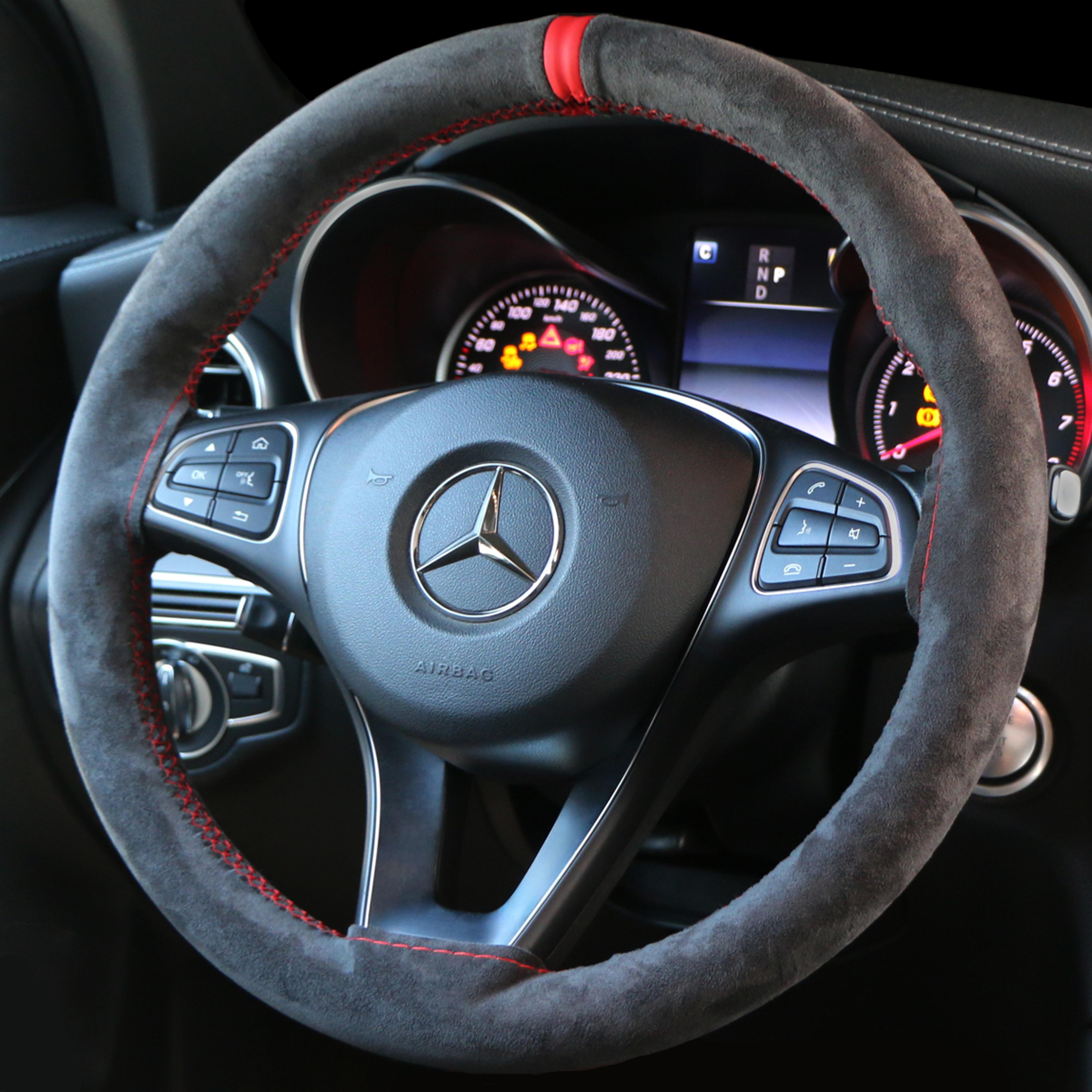 universal suede steering wheel cover diy hand sewn leather wrap for cars