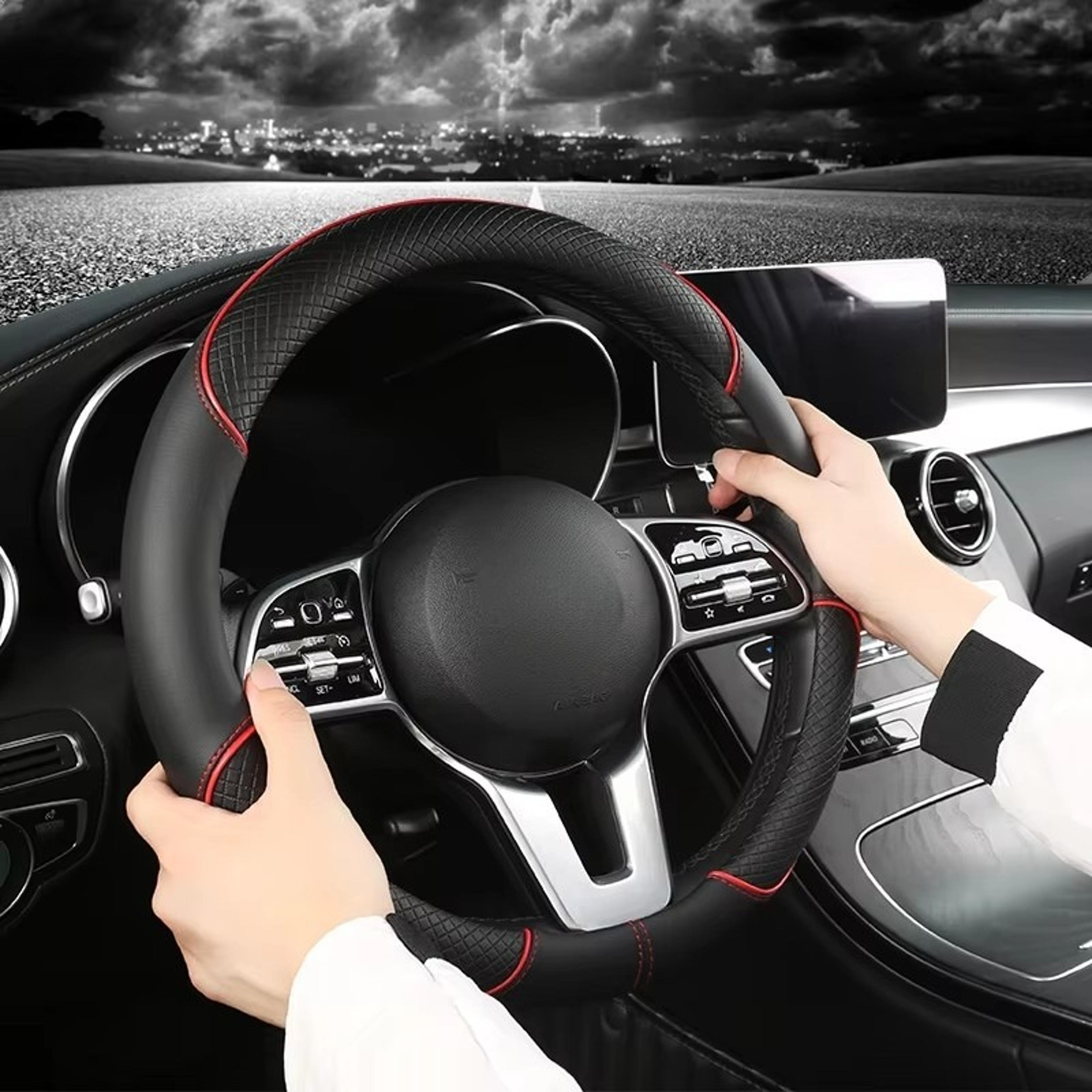 leather steering wheel cover universal diamond grip anti slip car wheel protector