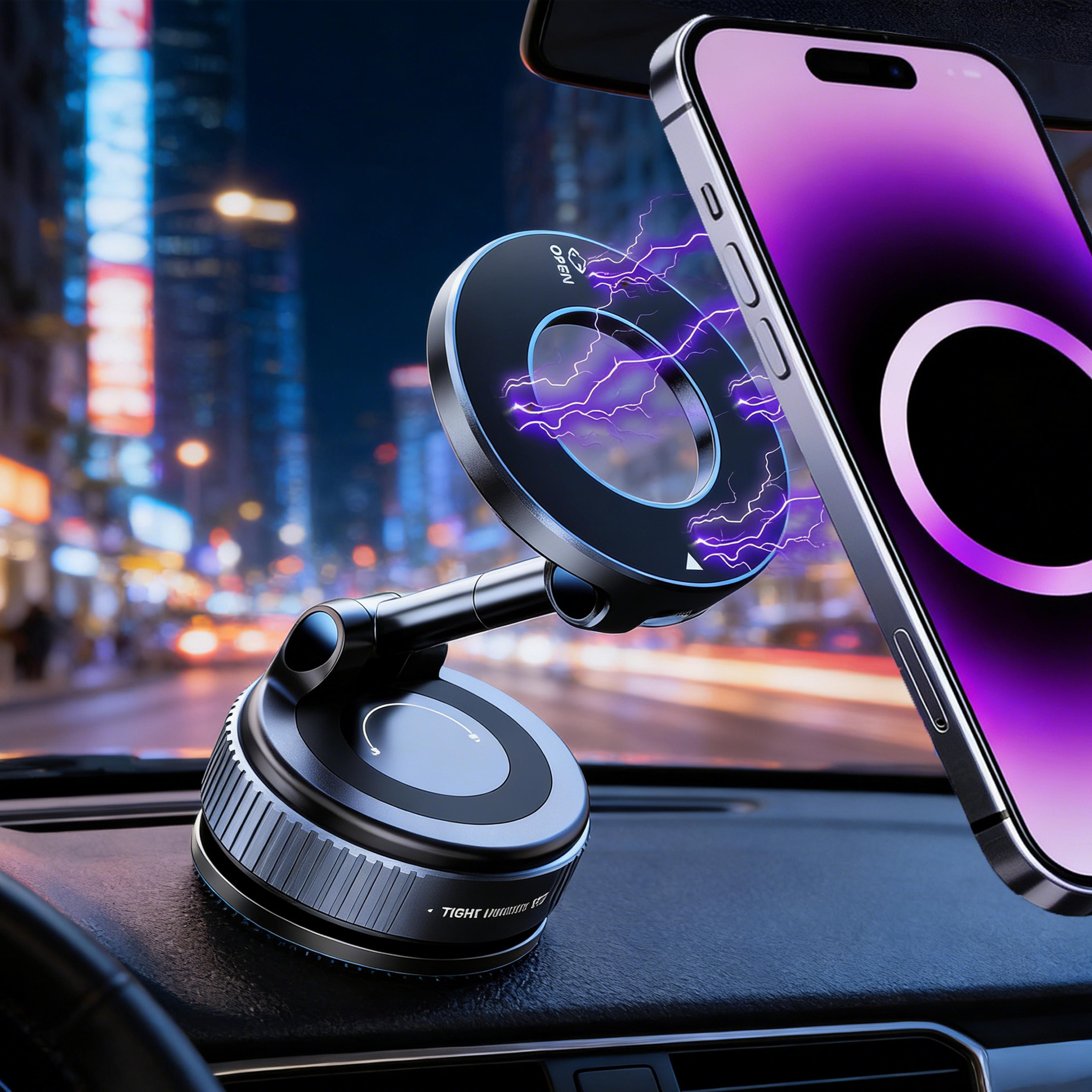magnetic car phone holder with vacuum suction adjustable foldable universal phone mount
