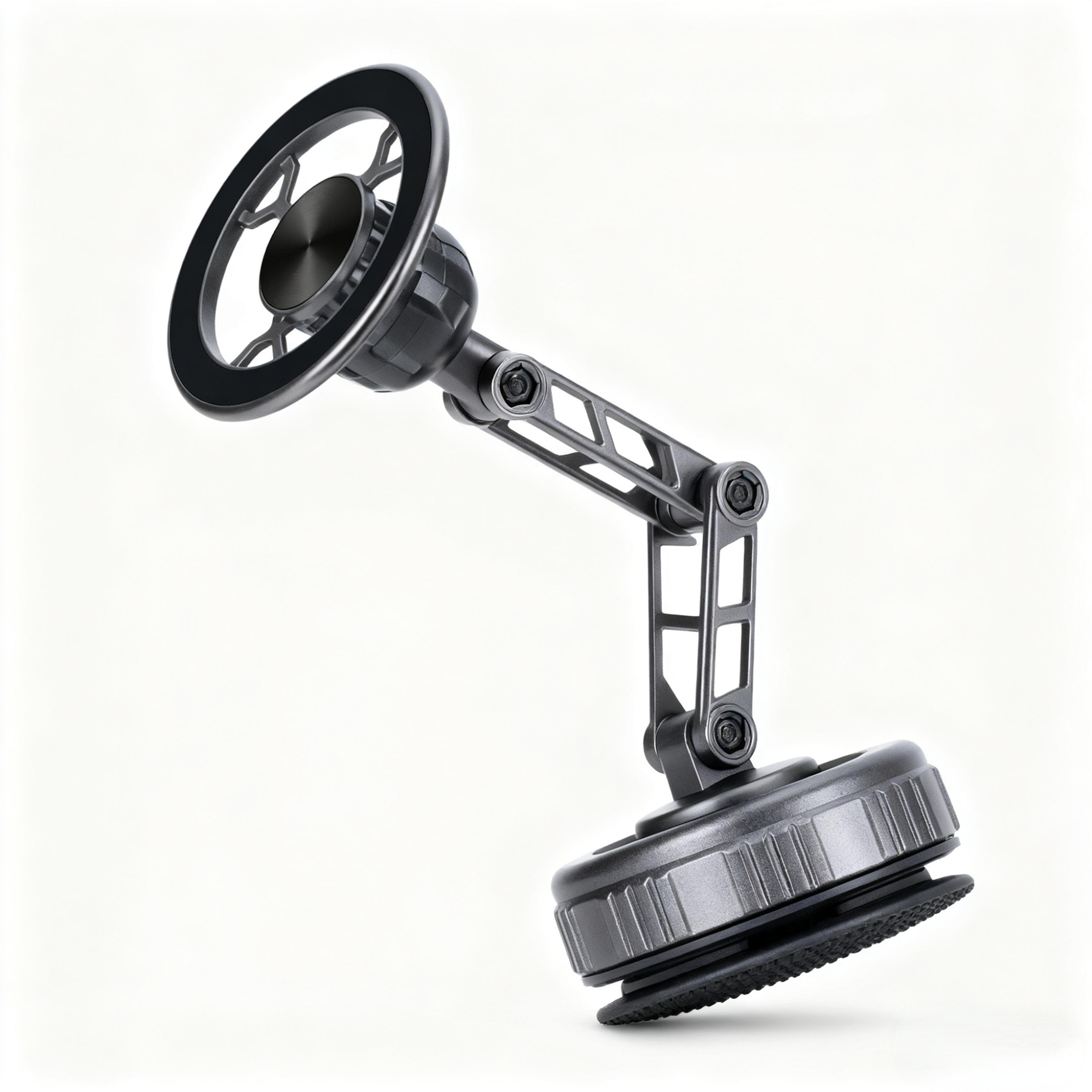 magnetic car phone mount with rotating foldable arm for dashboard & windshield