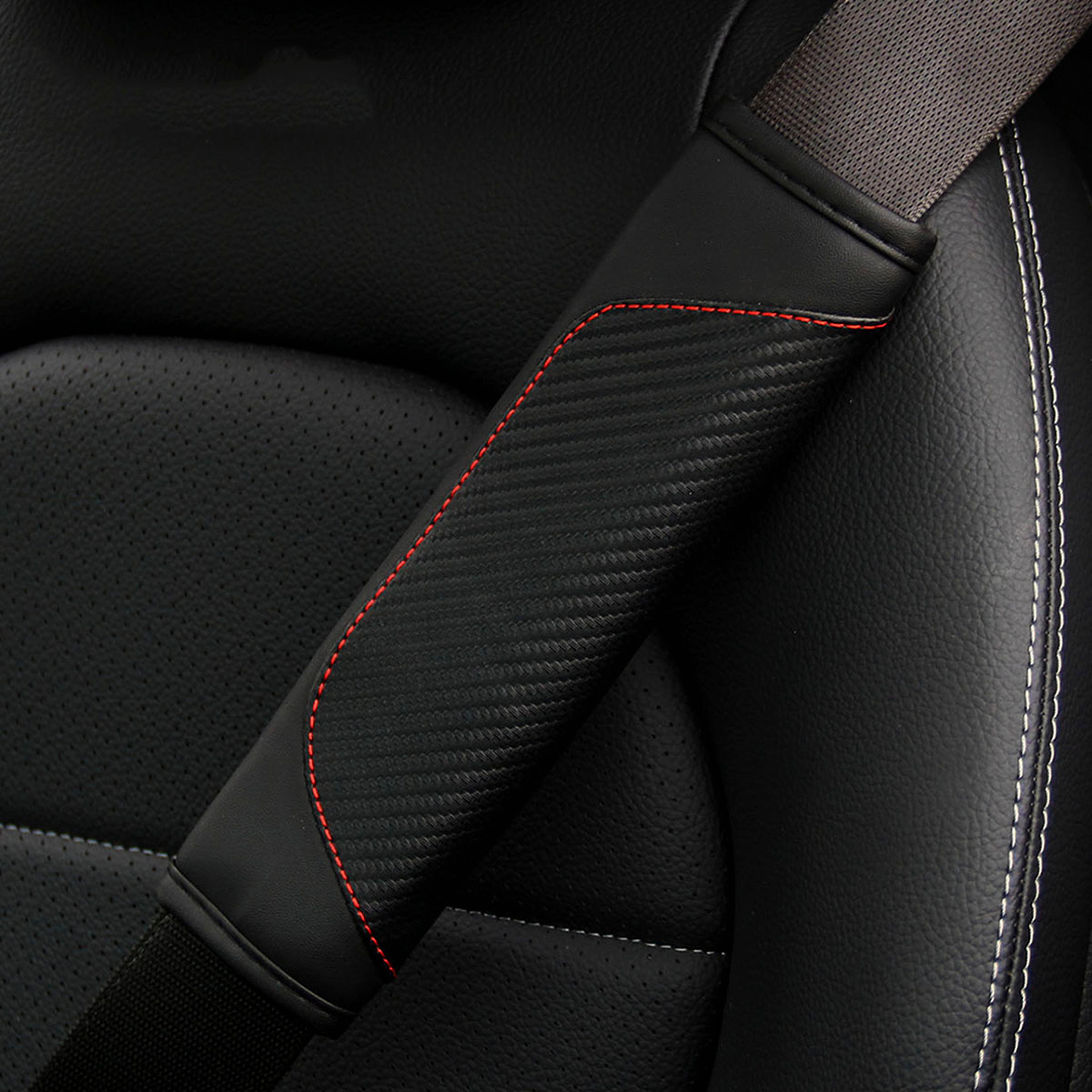 car seat belt shoulder pad pu carbon fiber leather cushion universal interior accessory set