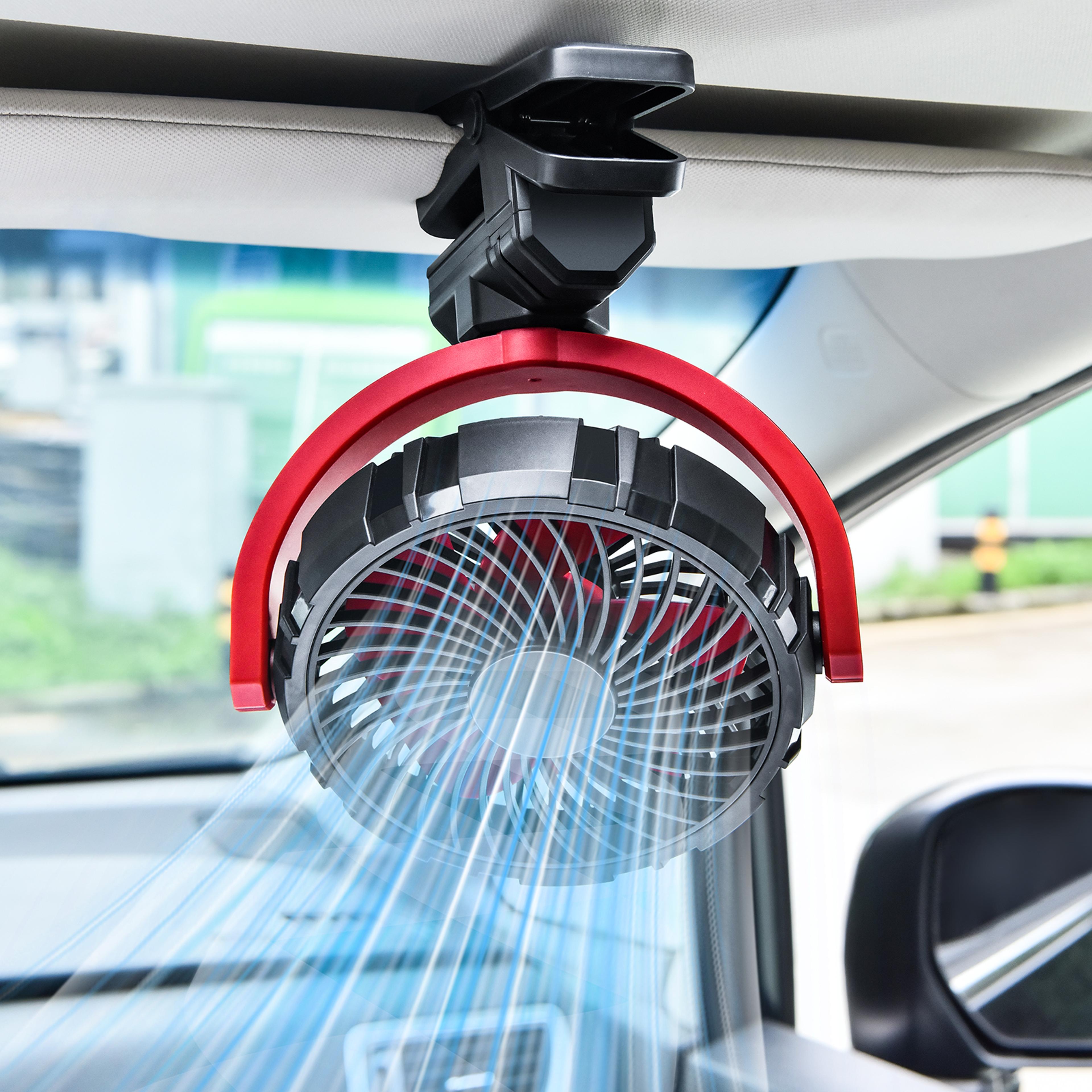 portable car cooling fan usb rechargeable clip on fan degree rotatable