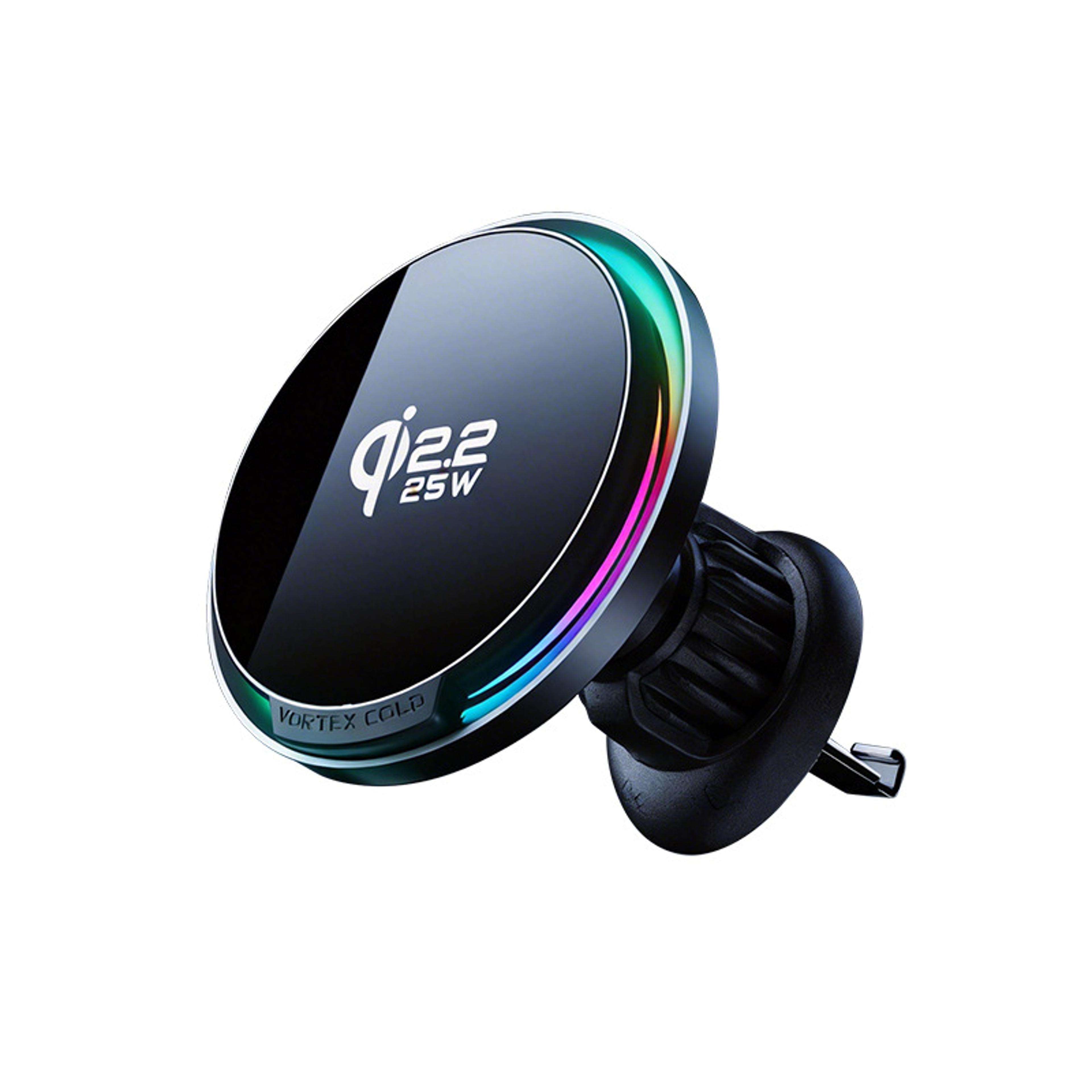magnetic car wireless charger magsafe phone mount with air cooling and rgb light